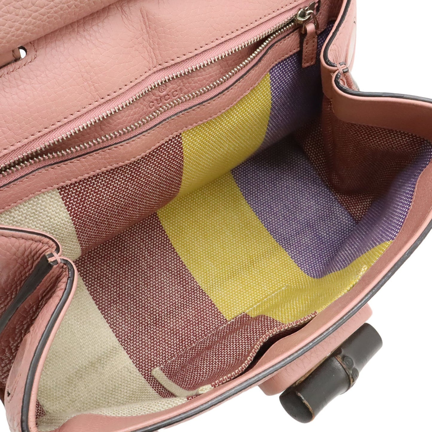 Gucci Pink Bamboo Leather Handbag Shoulder Bag ( )
