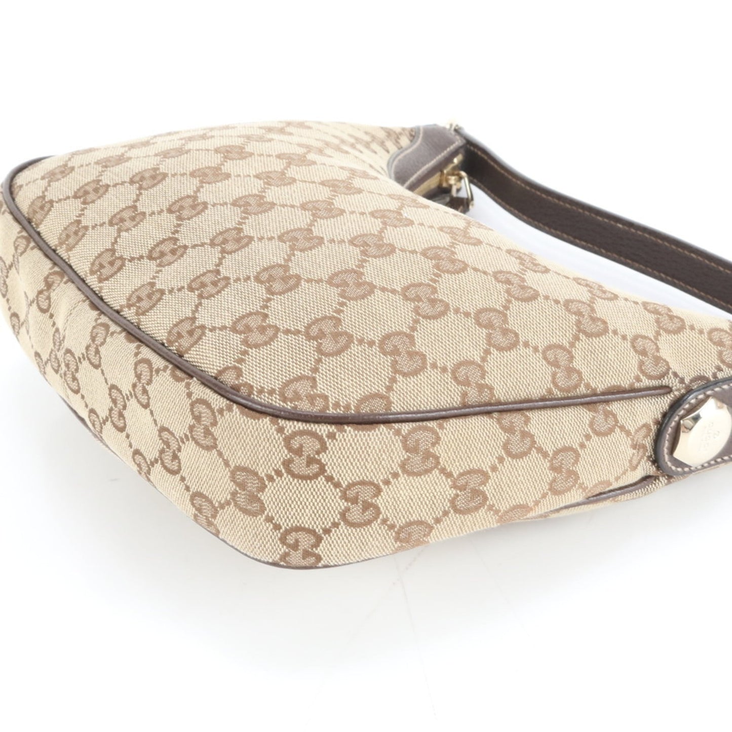 Gucci Brown Leather Canvas Shoulder Bag ( )