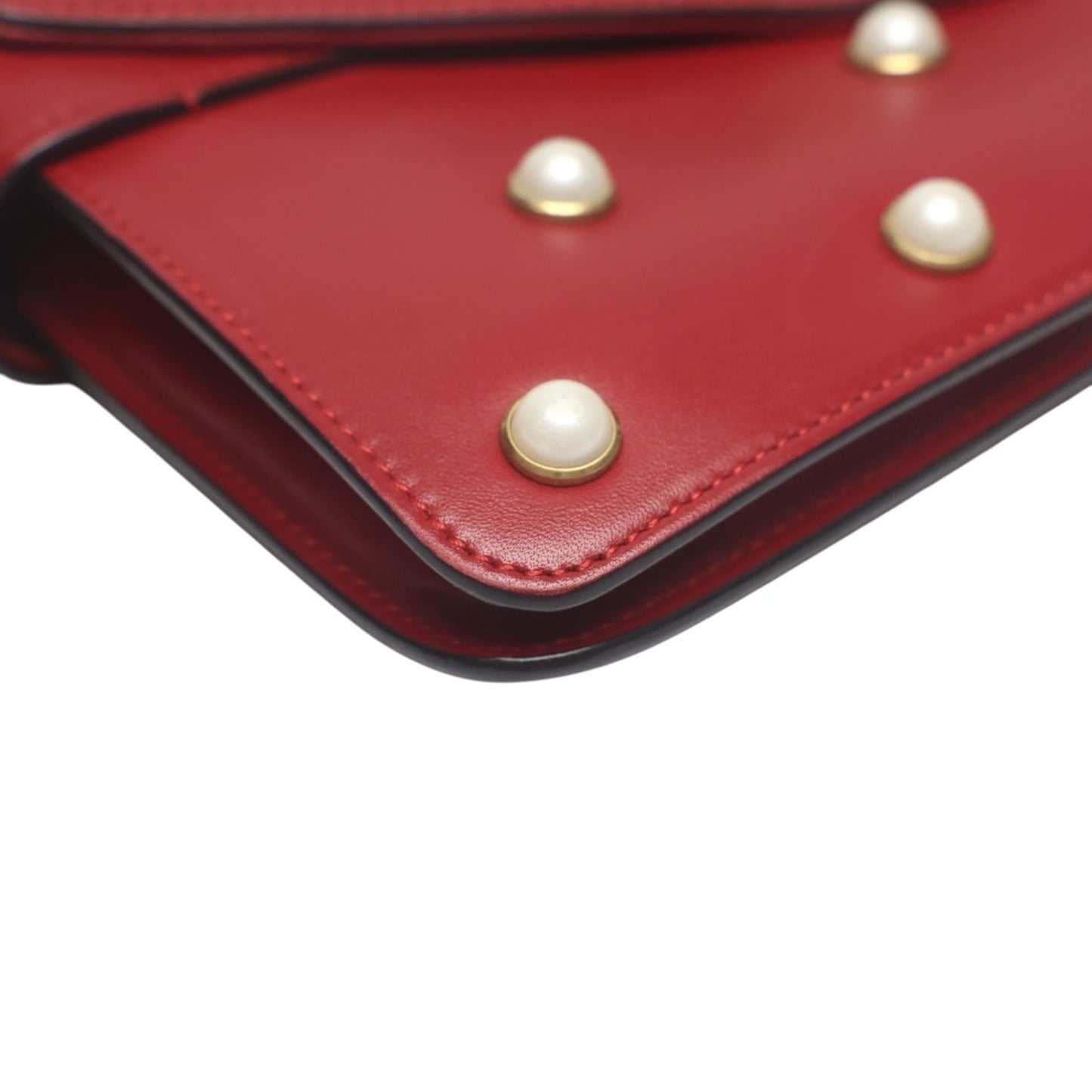 Gucci Red Color Leather Handbag Shoulder Bag ( )
