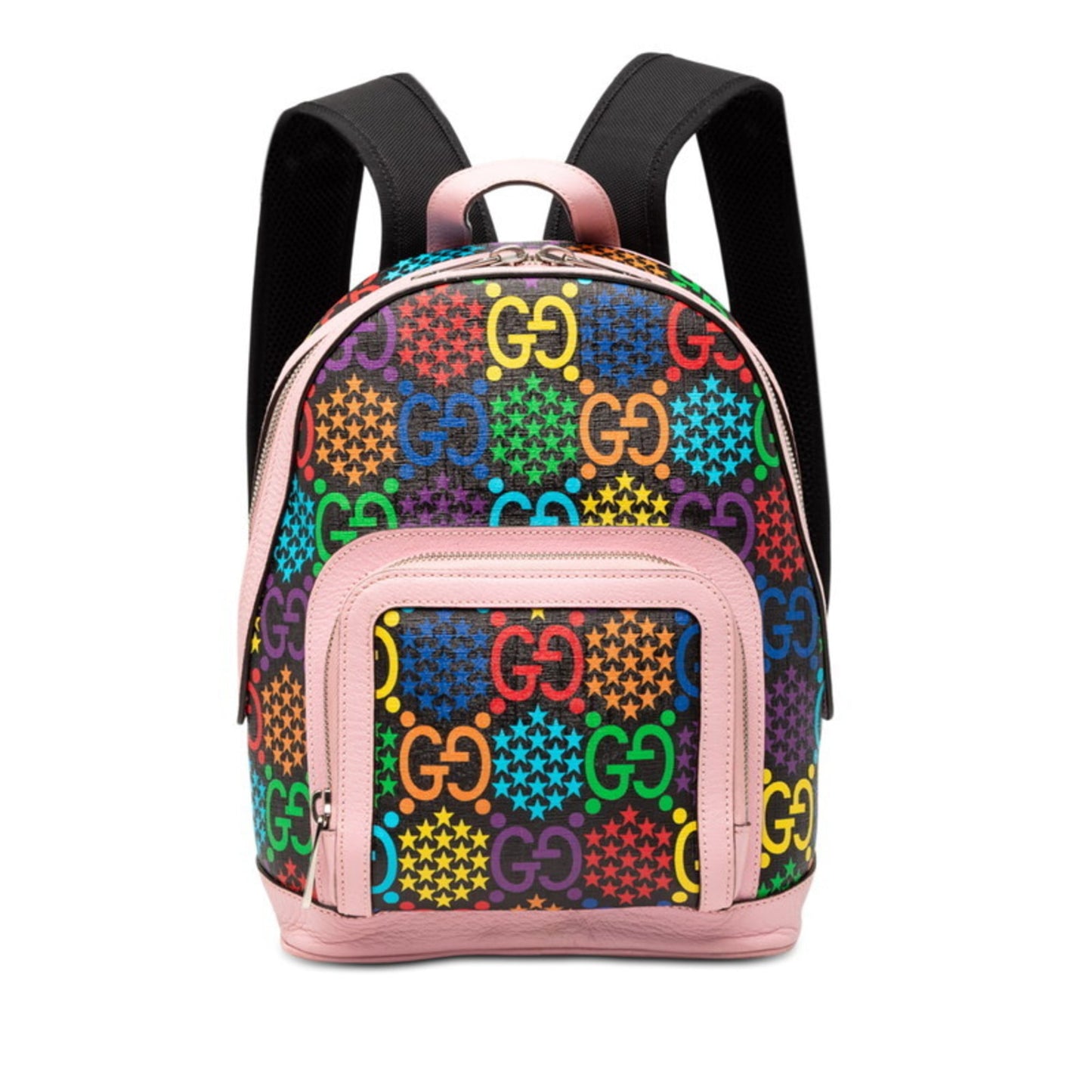 Gucci Black Multi-Color Pink Pvc Leather Backpack ( )