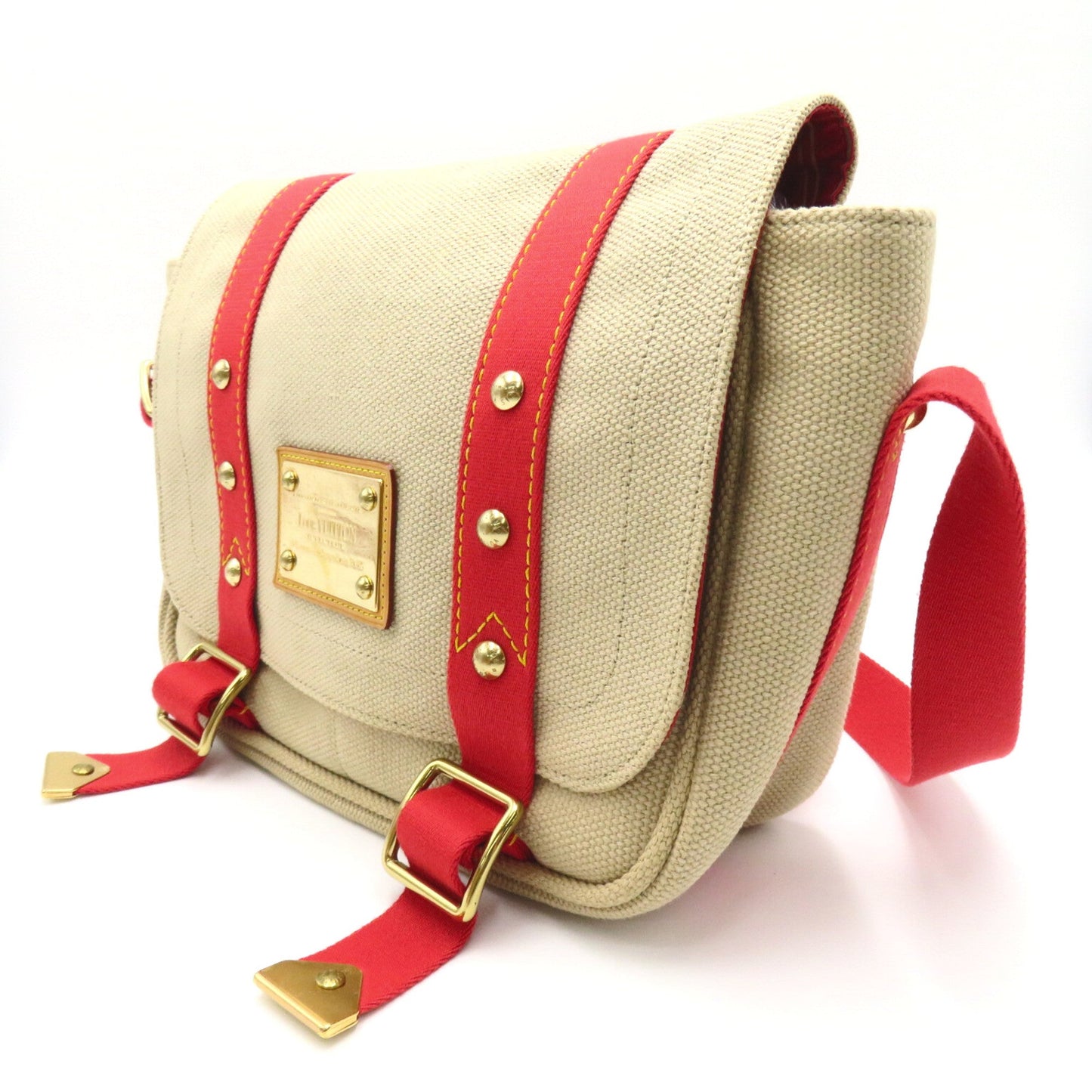 LOUIS VUITTON Buzzus PM Beige Red canvas Antigua M40041