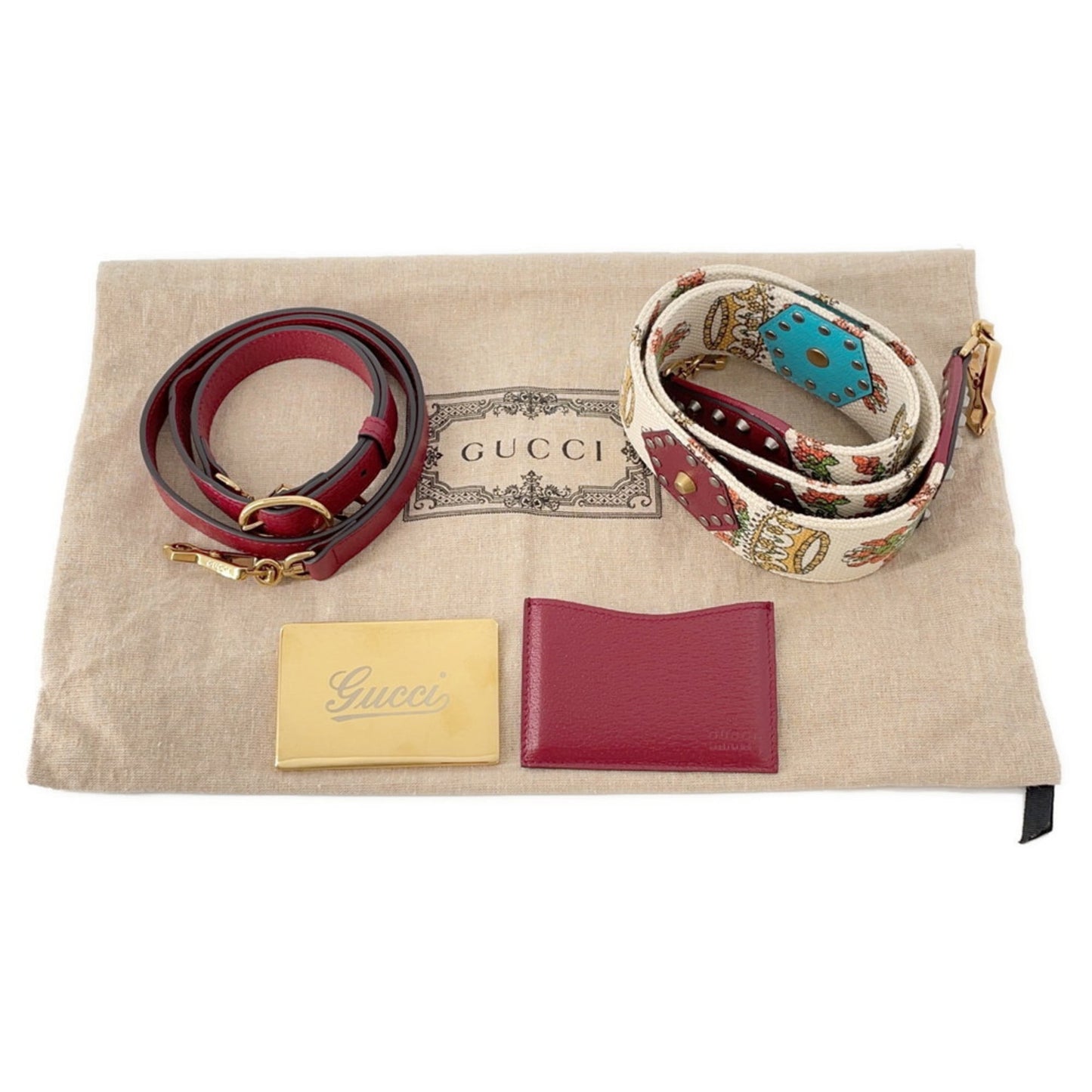 Gucci Ivory Red Color Leather Canvas Handbag ( )