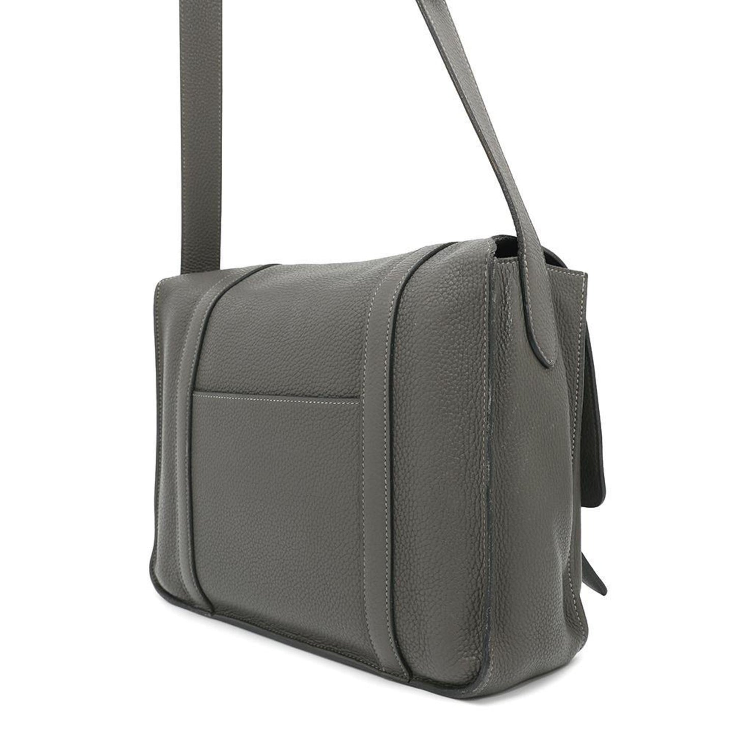Hermes Gray Taurillon Clemence Leather Shoulder Bag ( )