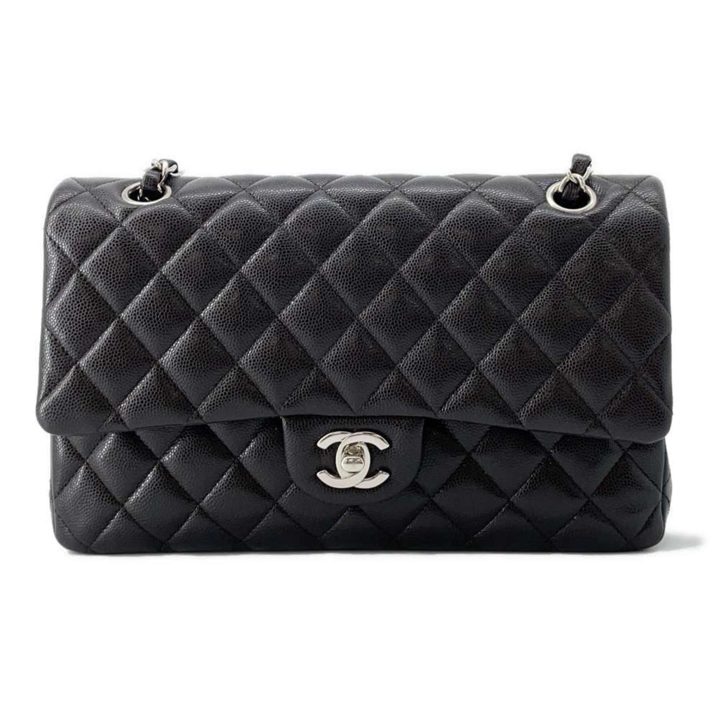 Chanel Chain Shoulder Bag Matelasse 25 Coco Mark Caviar Skin Double A01112