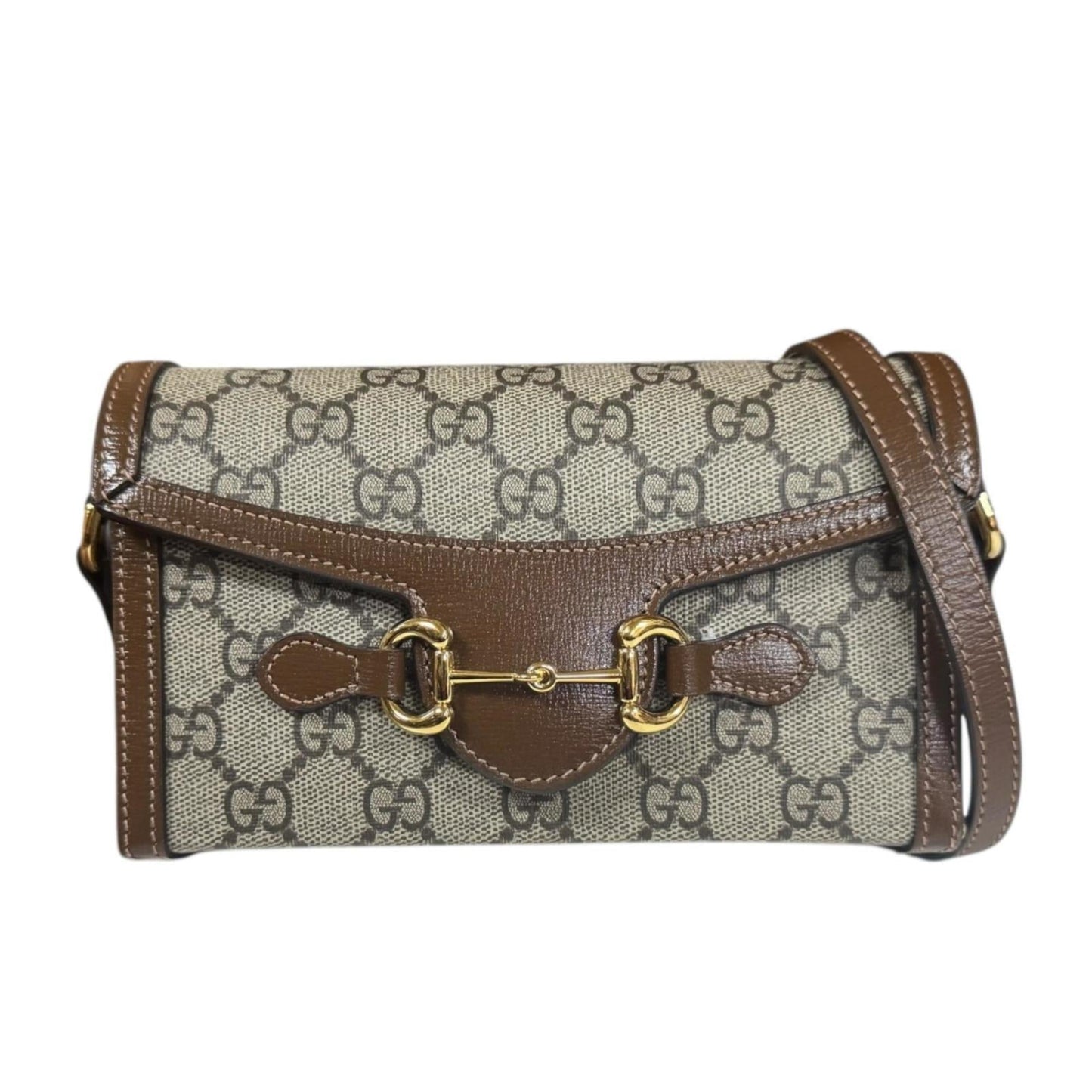 Gucci Horsebit Beige Brown Gg Supreme Shoulder Bag ( )