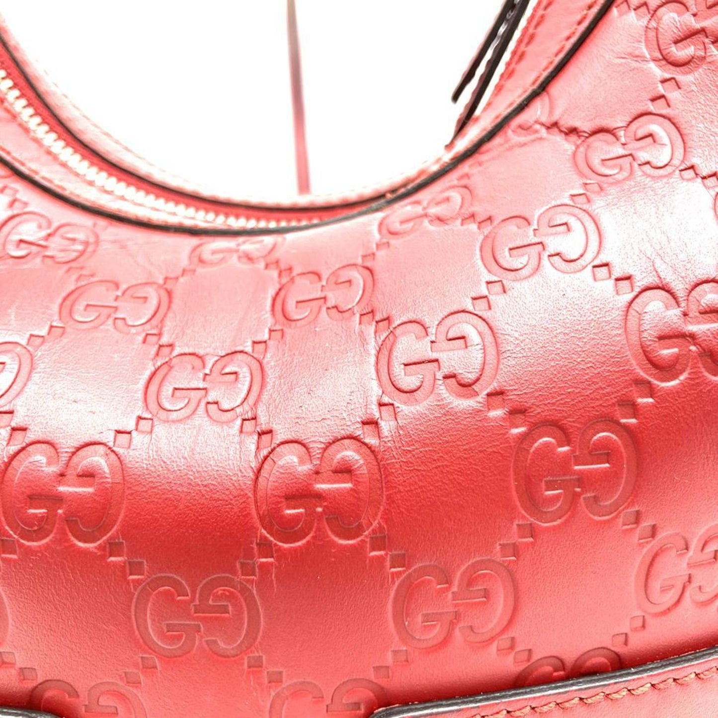 Gucci Red Color Leather Handbag Shoulder Bag ( )