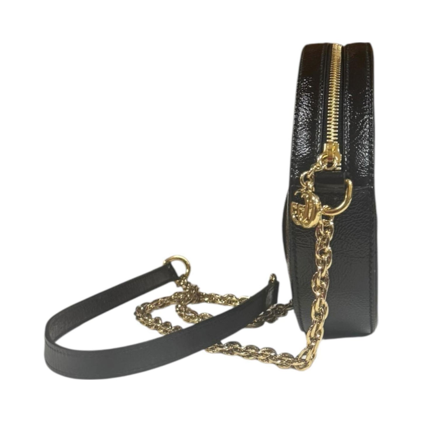 Gucci Black Patent Leather Suede Shoulder Bag ( )