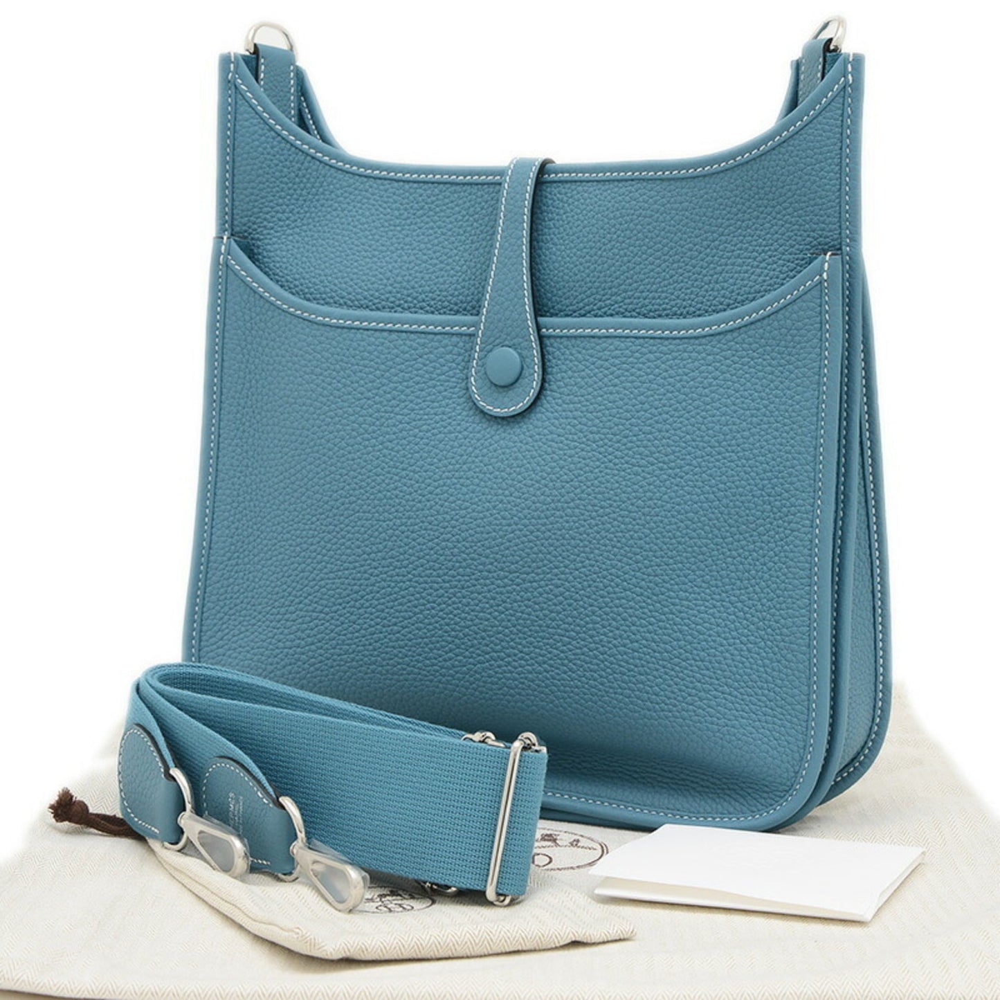 Hermes Silver Taurillon Clemence Leather Shoulder Bag ( )