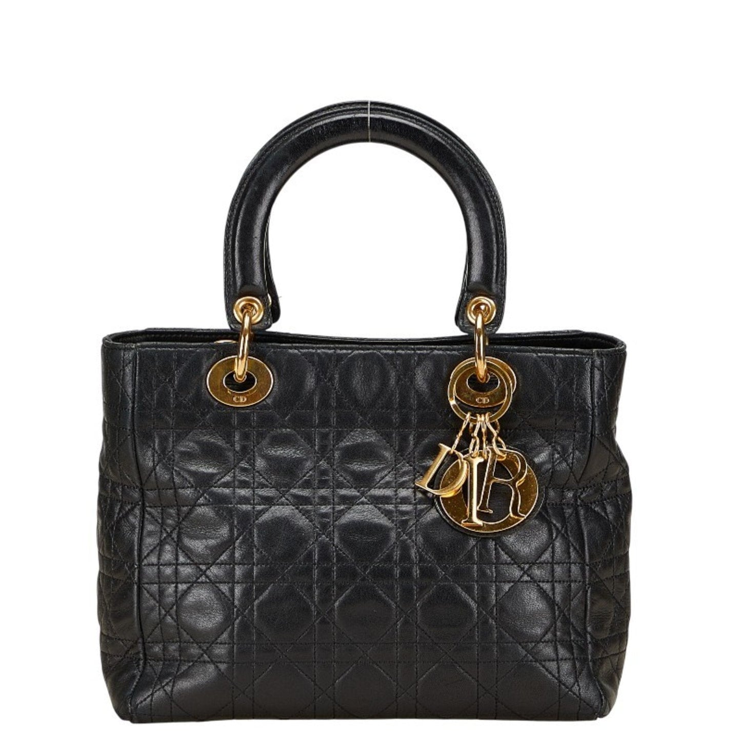 Christian Dior Lady Dior Black Leather Handbag ()