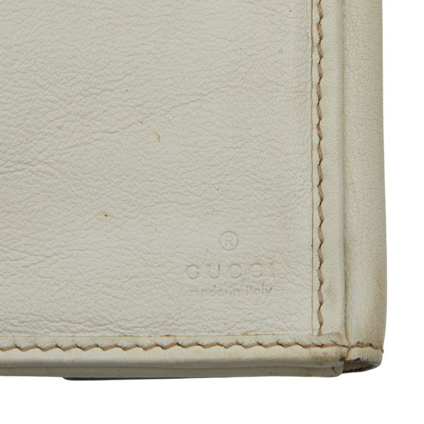 Gucci Beige White Canvas Leather Long Wallet (Bi-Fold) ( )