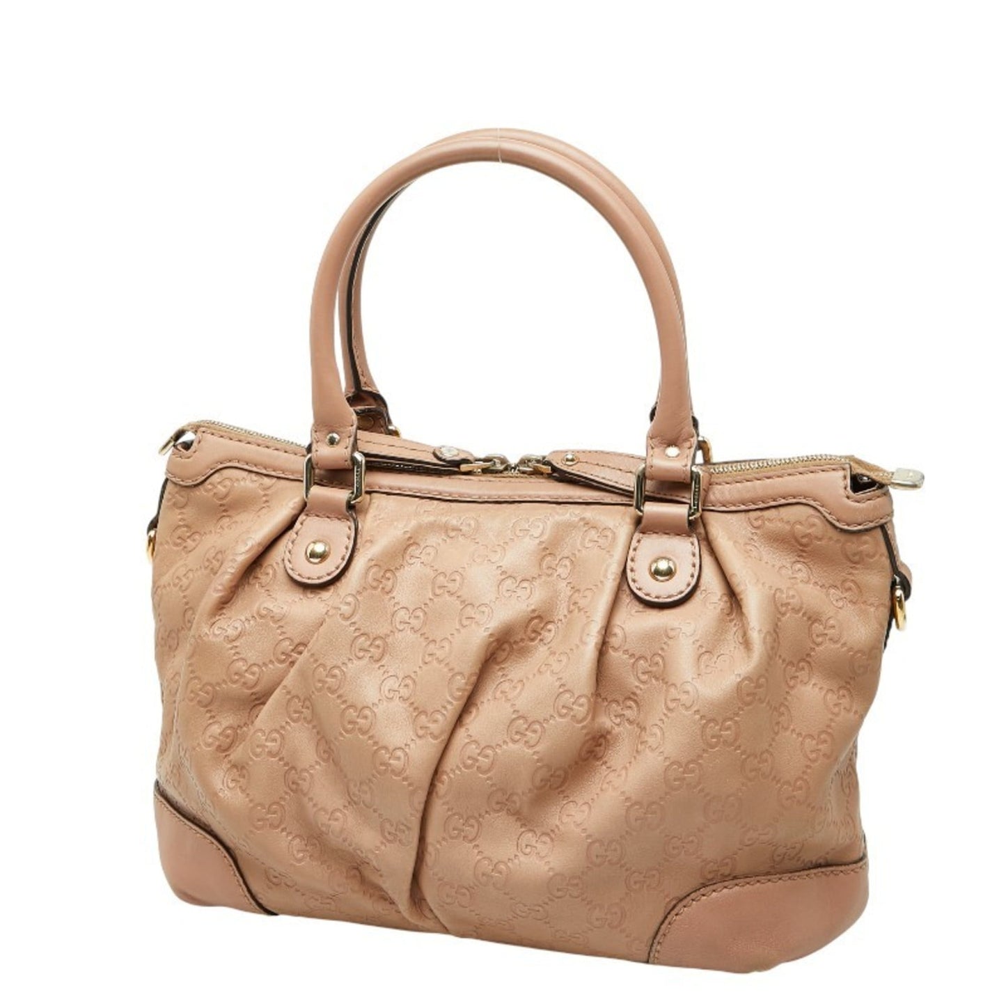 Gucci Beige Pink Canvas Leather Handbag Shoulder Bag ( )