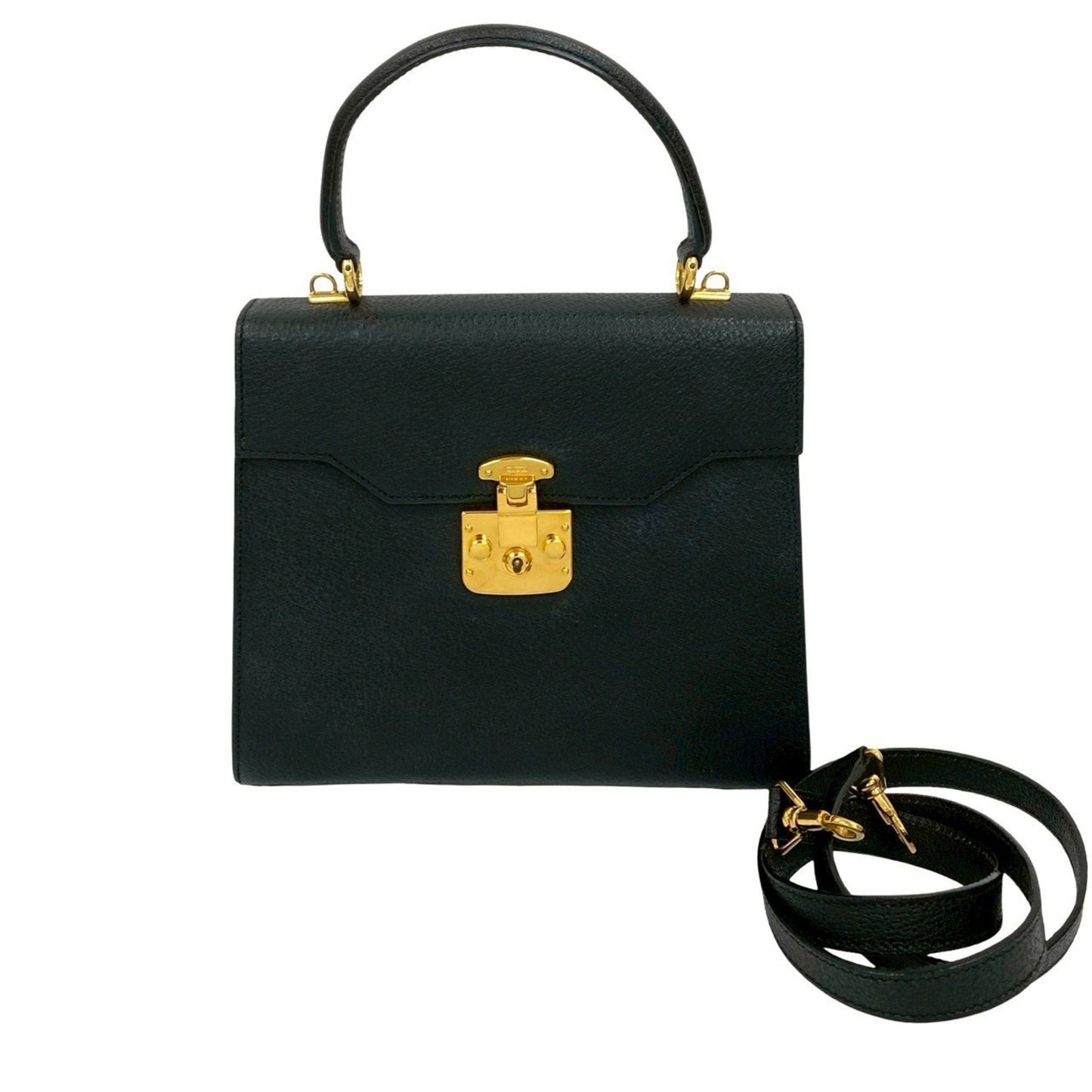 Gucci Black Leather Handbag Shoulder Bag ( )