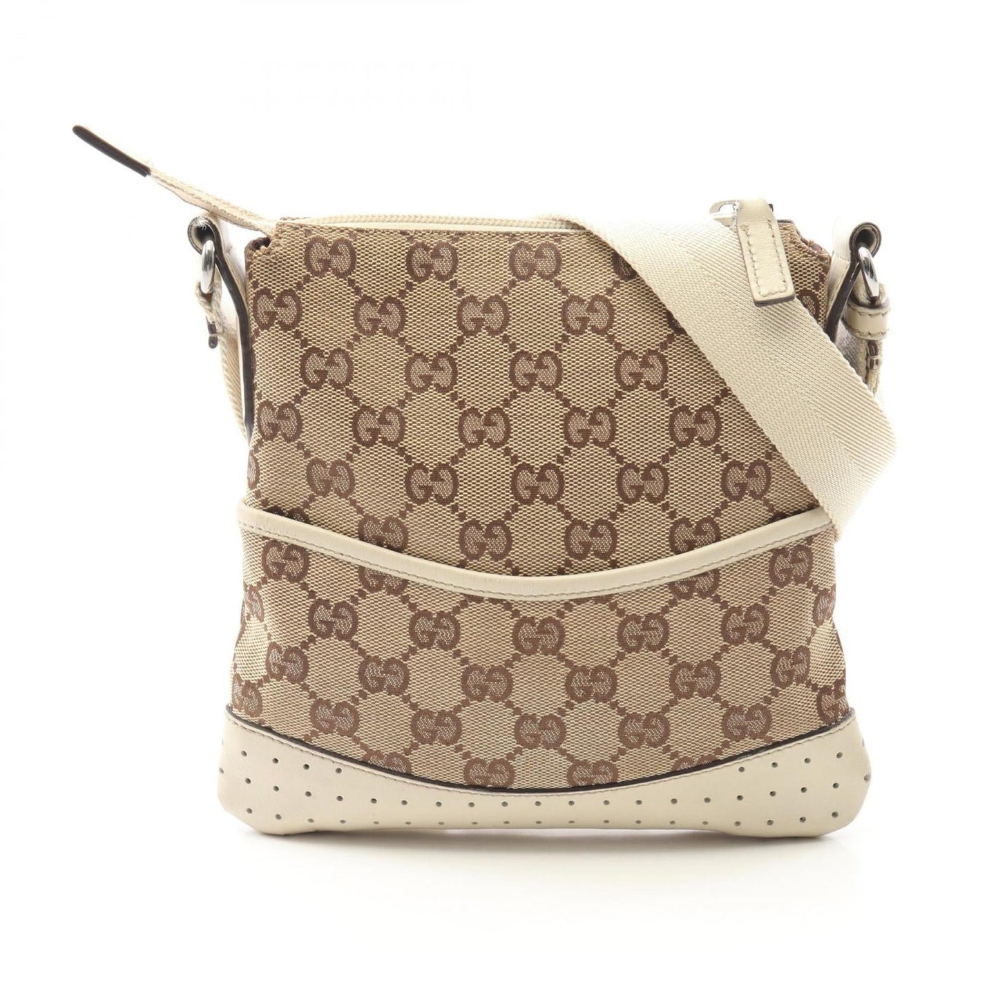 Gucci Gg Canvas Beige White Gg Canvas Leather Shoulder Bag ( )