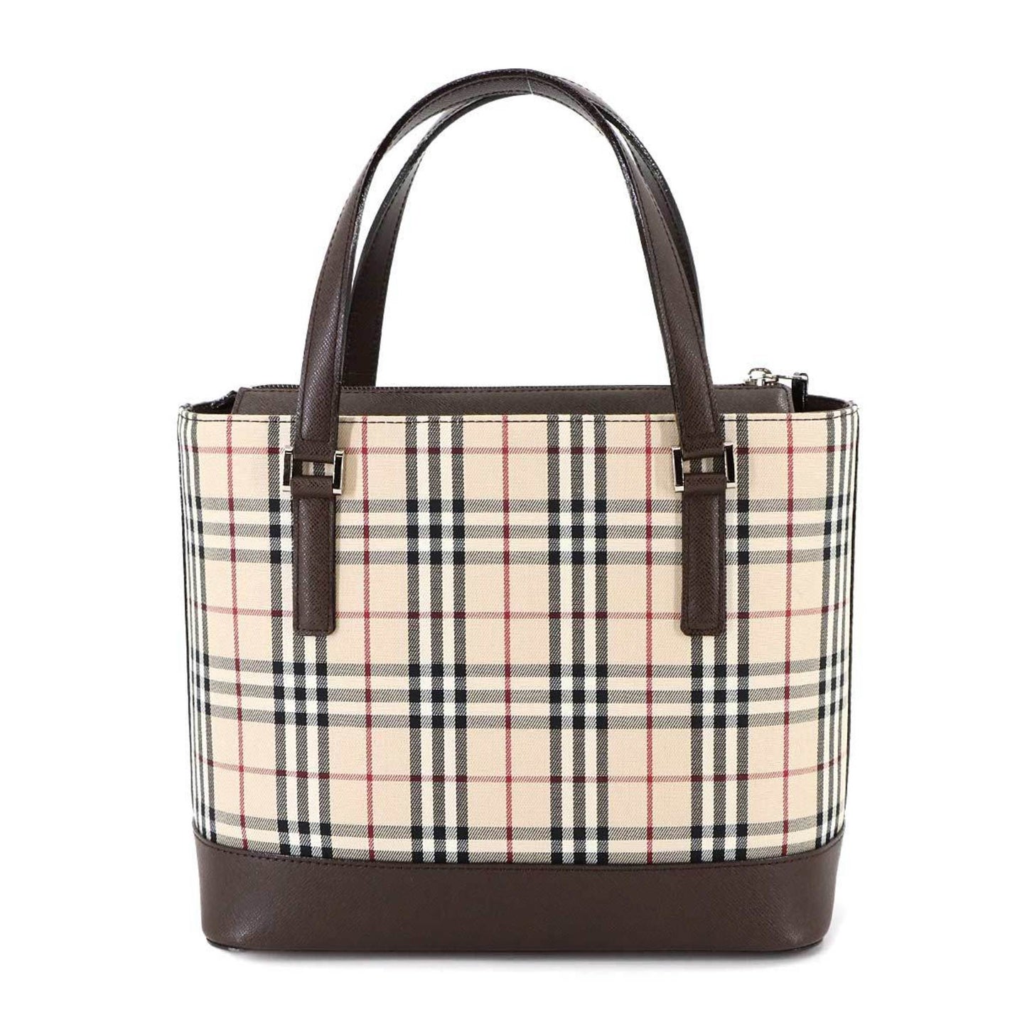 Burberry Beige Brown Canvas Leather Handbag ( )