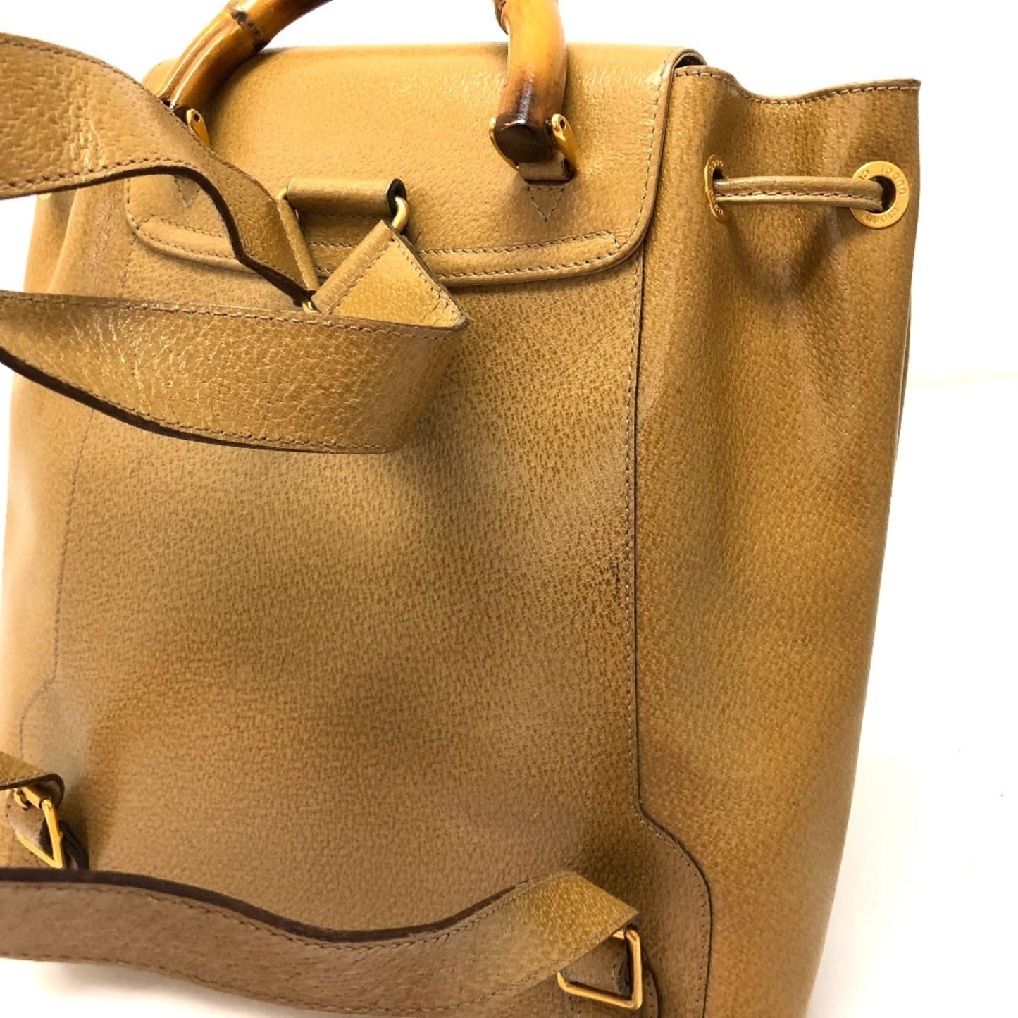 Gucci Bamboo Beige Leather Backpack ( )