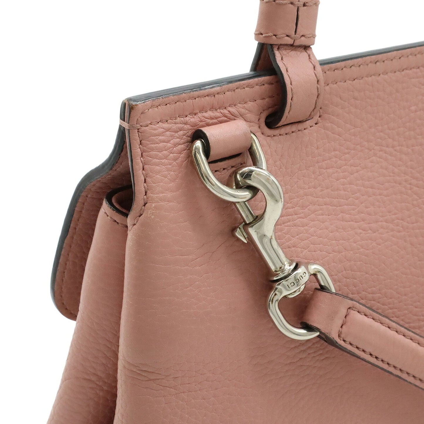 Gucci Pink Bamboo Leather Handbag Shoulder Bag ( )