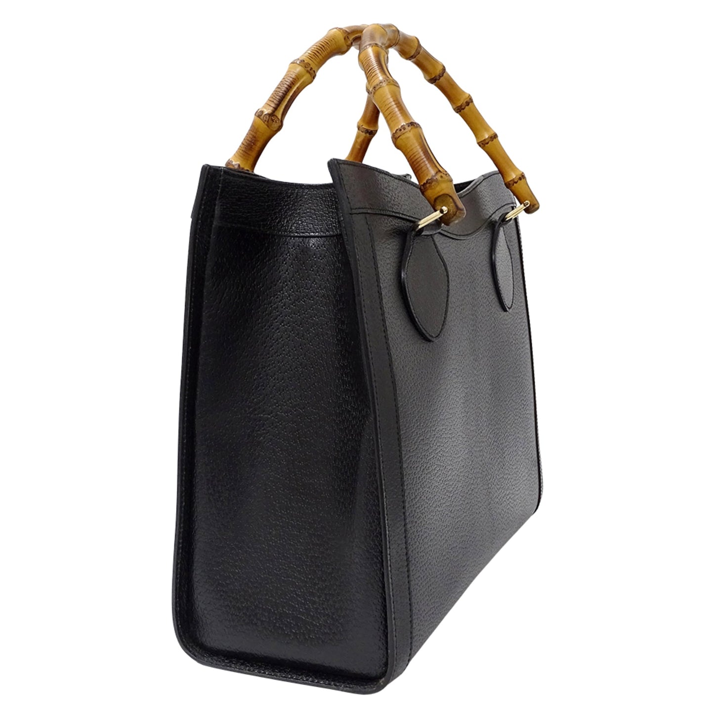 Gucci Black Leather Handbag Tote Bag ( )