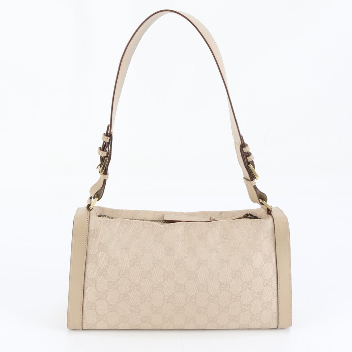 Gucci Beige Leather Canvas Shoulder Bag ( )