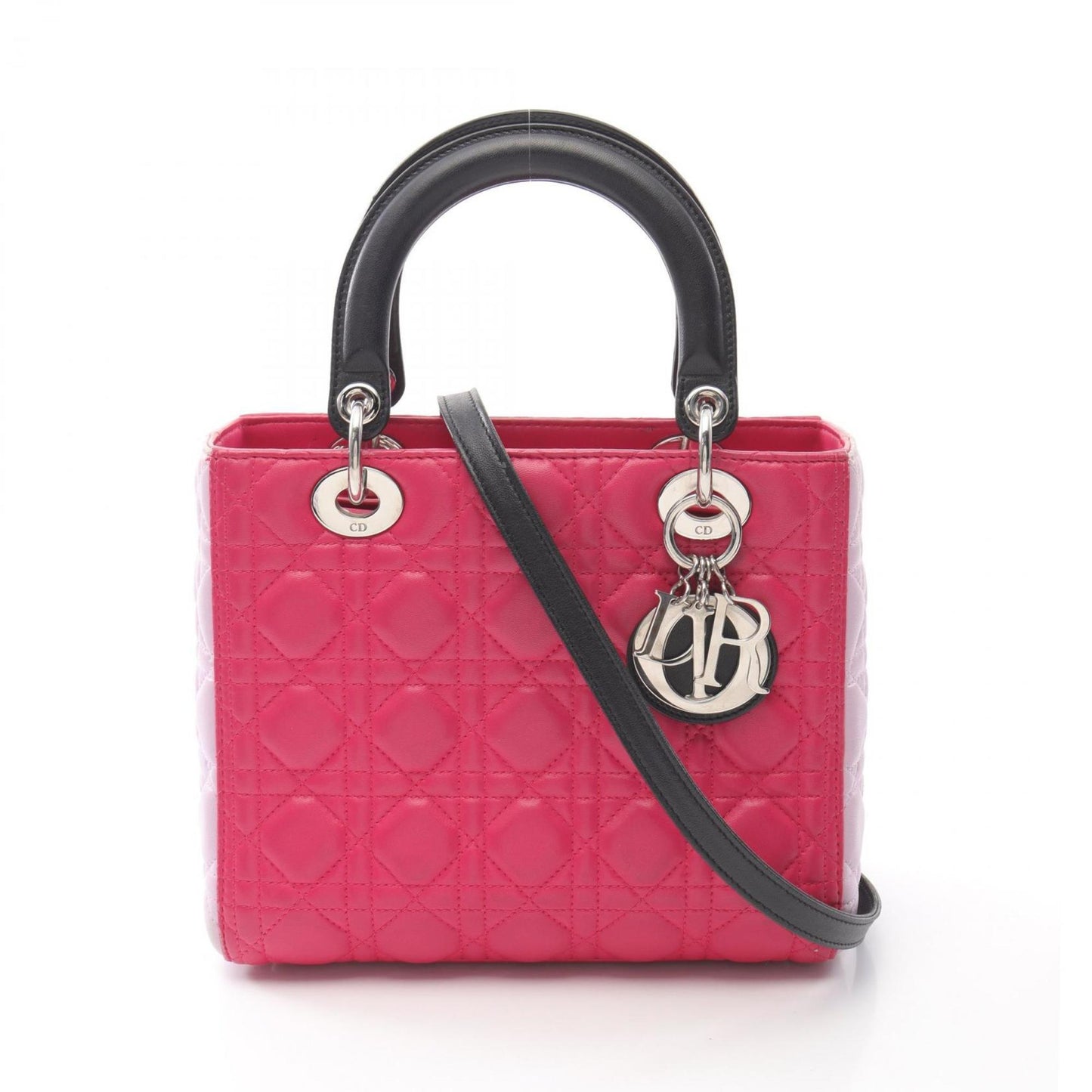 Christian Dior Black Pink Purple Leather Handbag ()