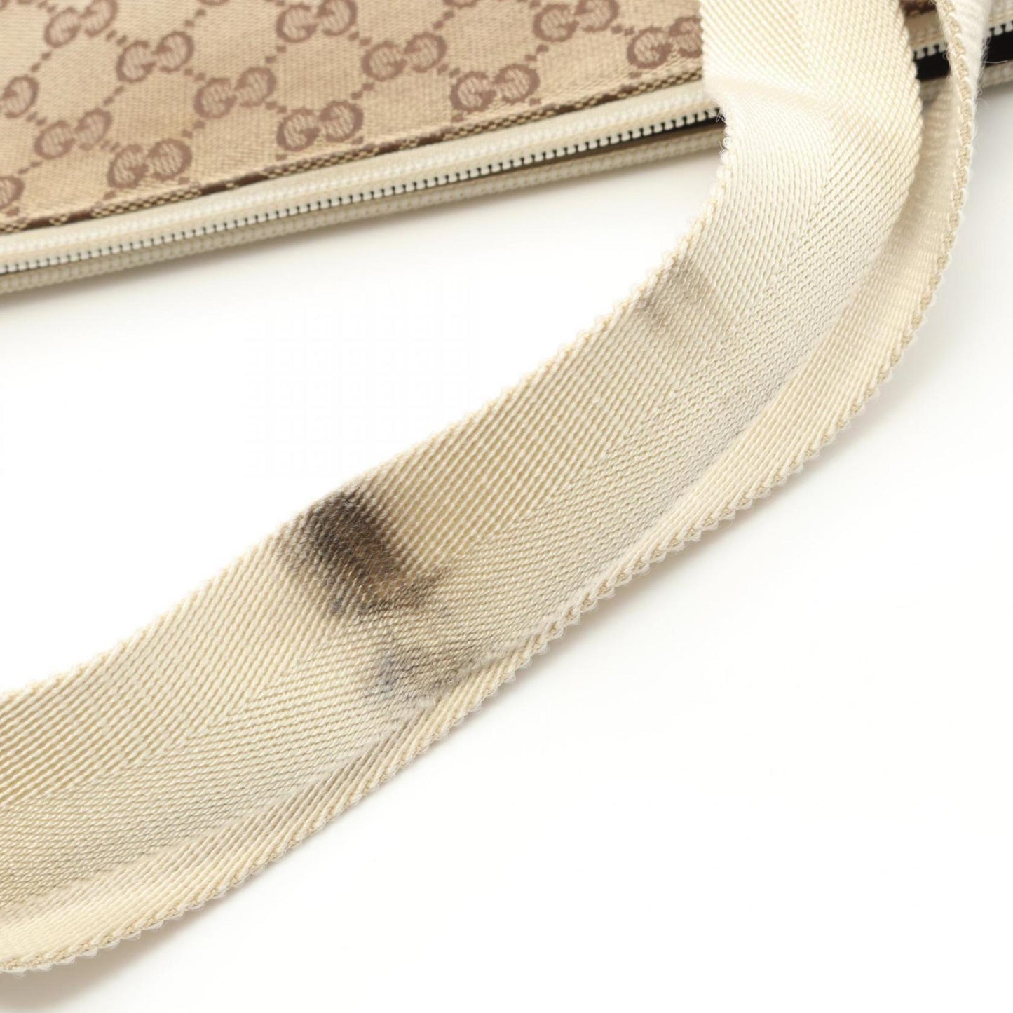 Gucci Beige White Gg Canvas Leather Shoulder Bag ( )