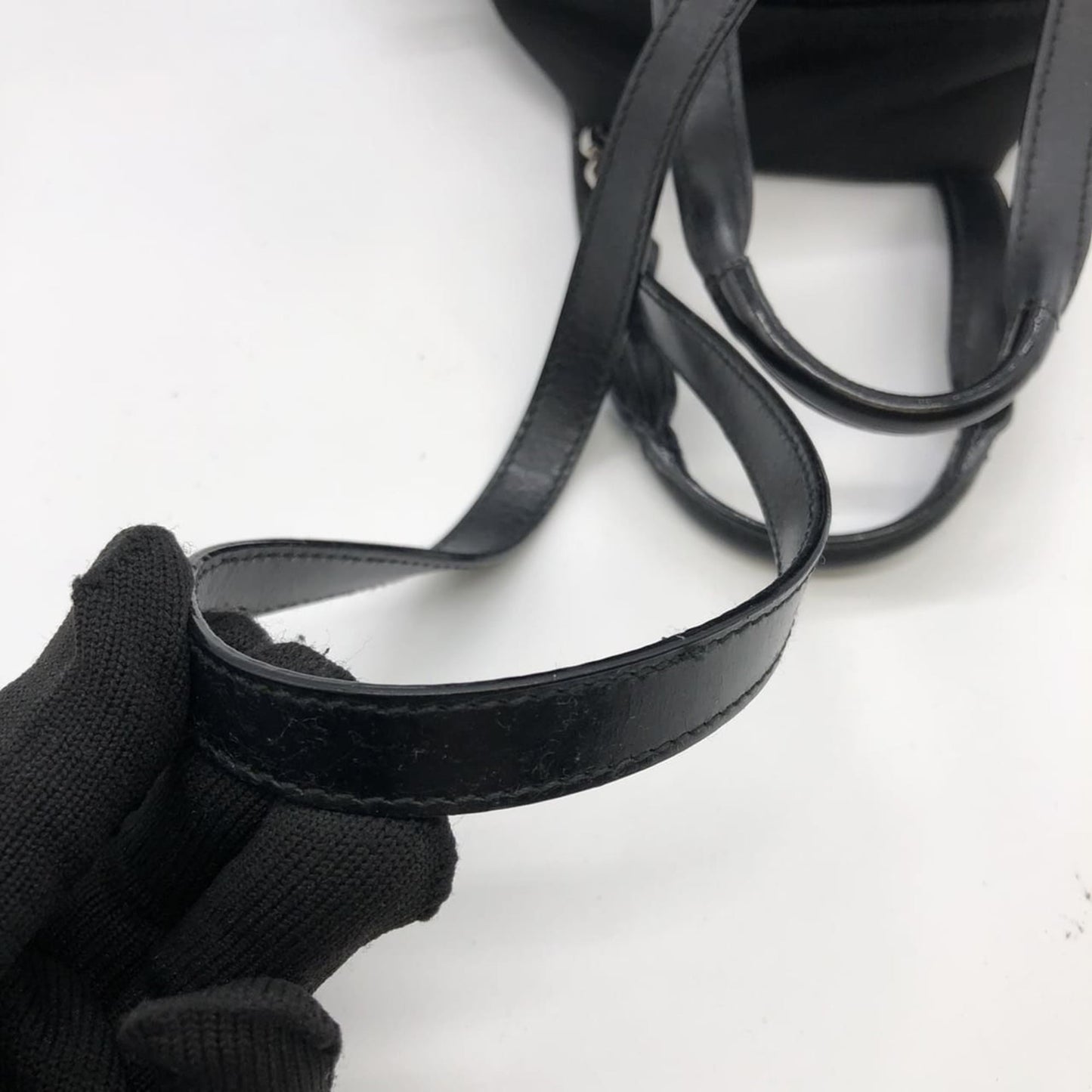 Gucci Black Canvas Leather Handbag Shoulder Bag ( )