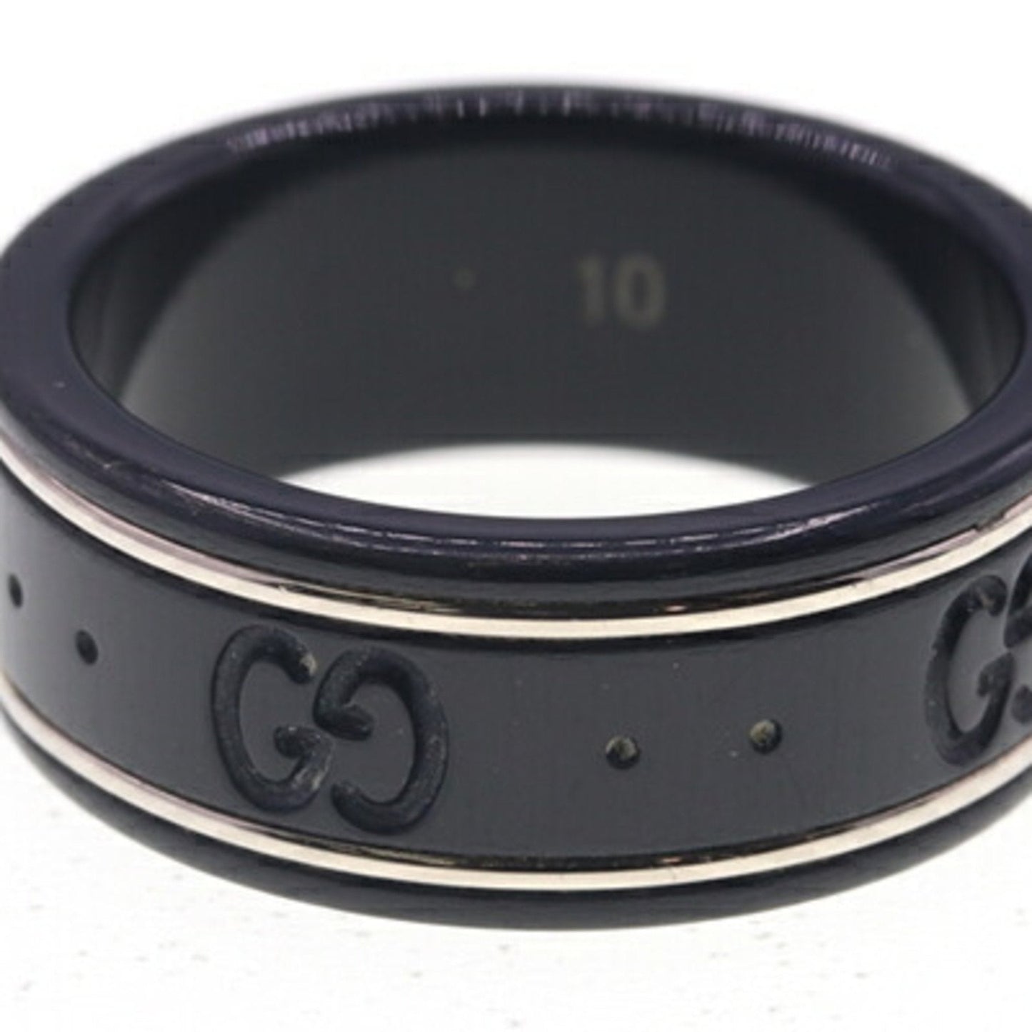 Gucci Silver Black White Gold (18K) Band Ring ( )