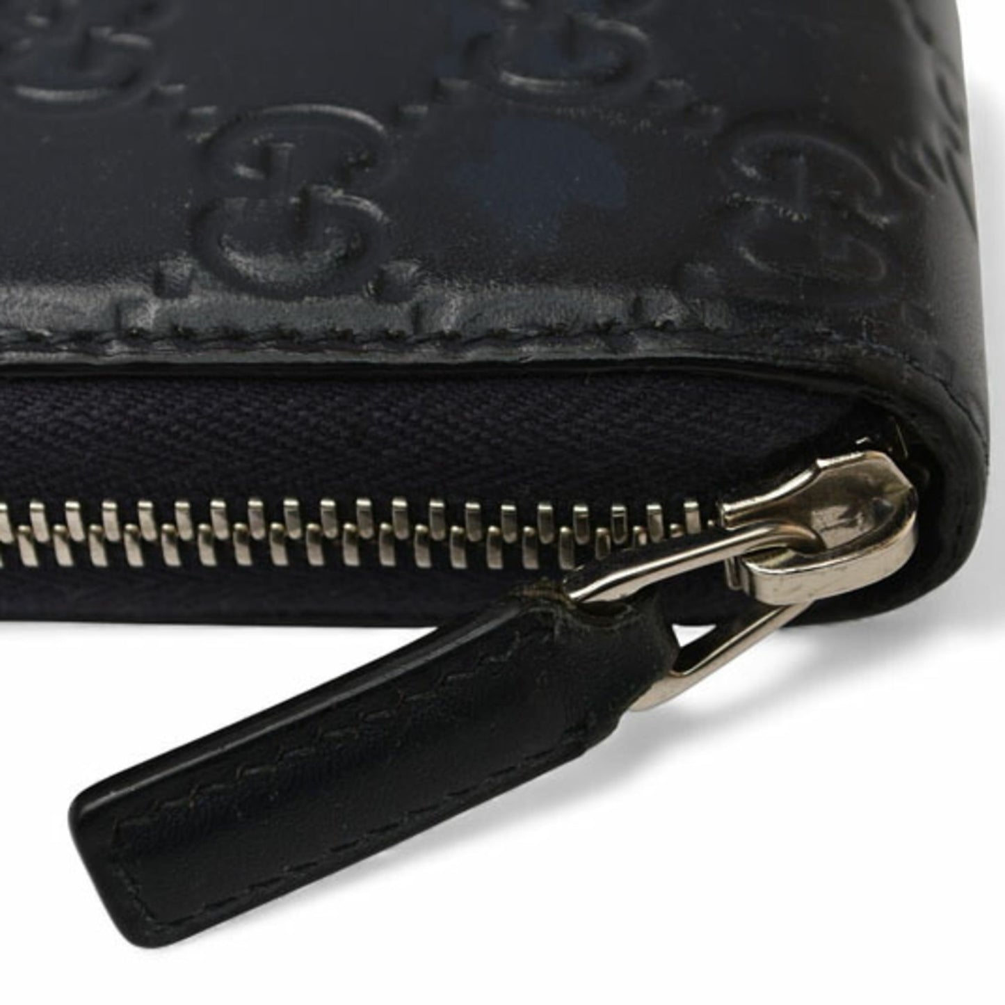 Gucci Dark Navy Red Color Leather Long Wallet (Bi-Fold) ( )