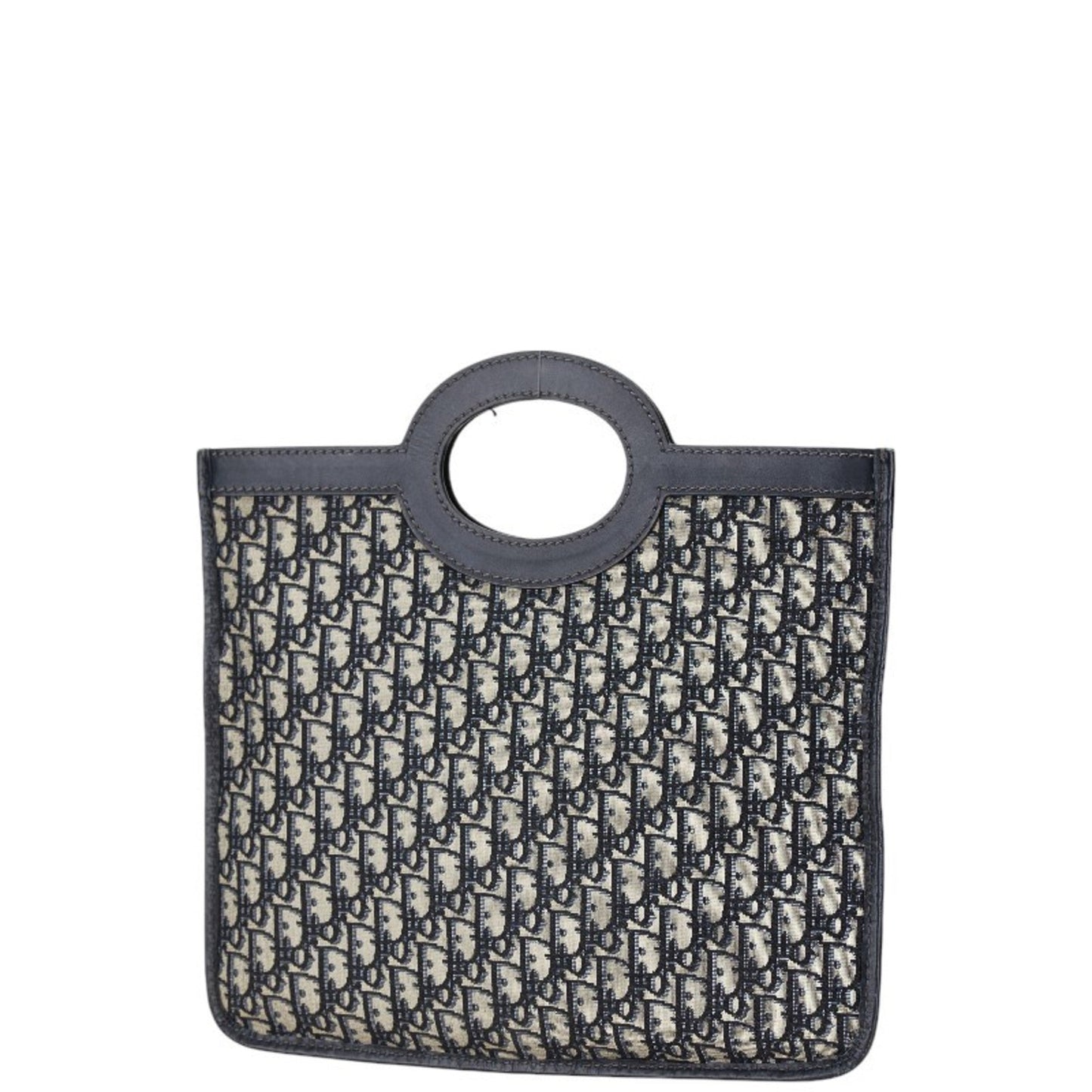 Christian Dior Beige Navy Canvas Leather Handbag ()