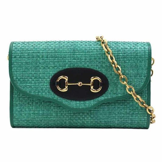 Gucci Green Raffia Shoulder Bag ( )