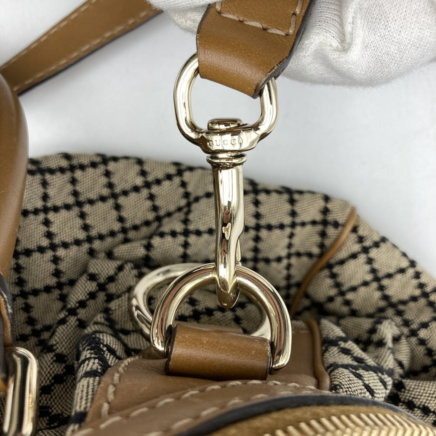 Gucci Brown Canvas Leather Handbag ( )