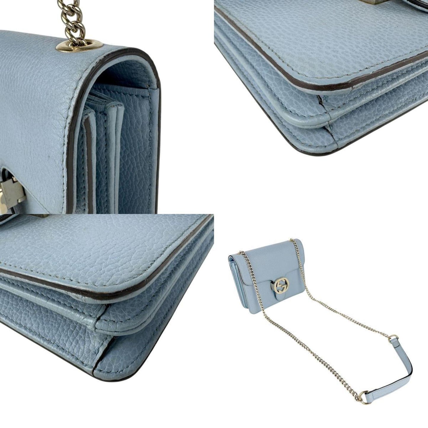 Gucci Light Blue Leather Shoulder Bag ( )