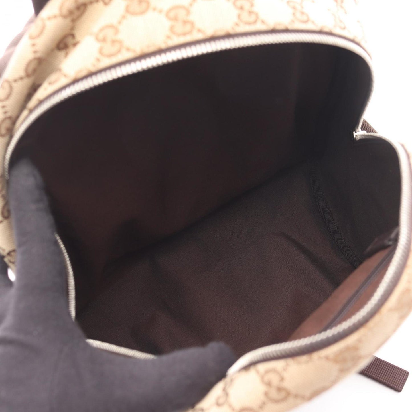 Gucci Gg Canvas Beige Brown Gg Canvas Leather Backpack ( )
