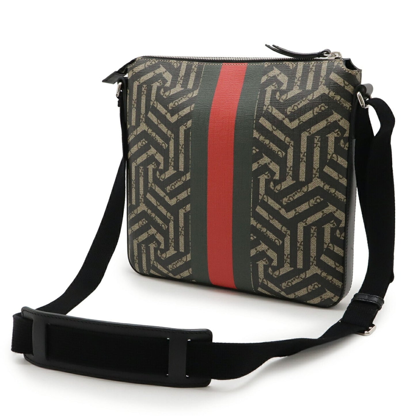 Gucci Beige Black Green Red Color Gg Supreme Leather Shoulder Bag ( )