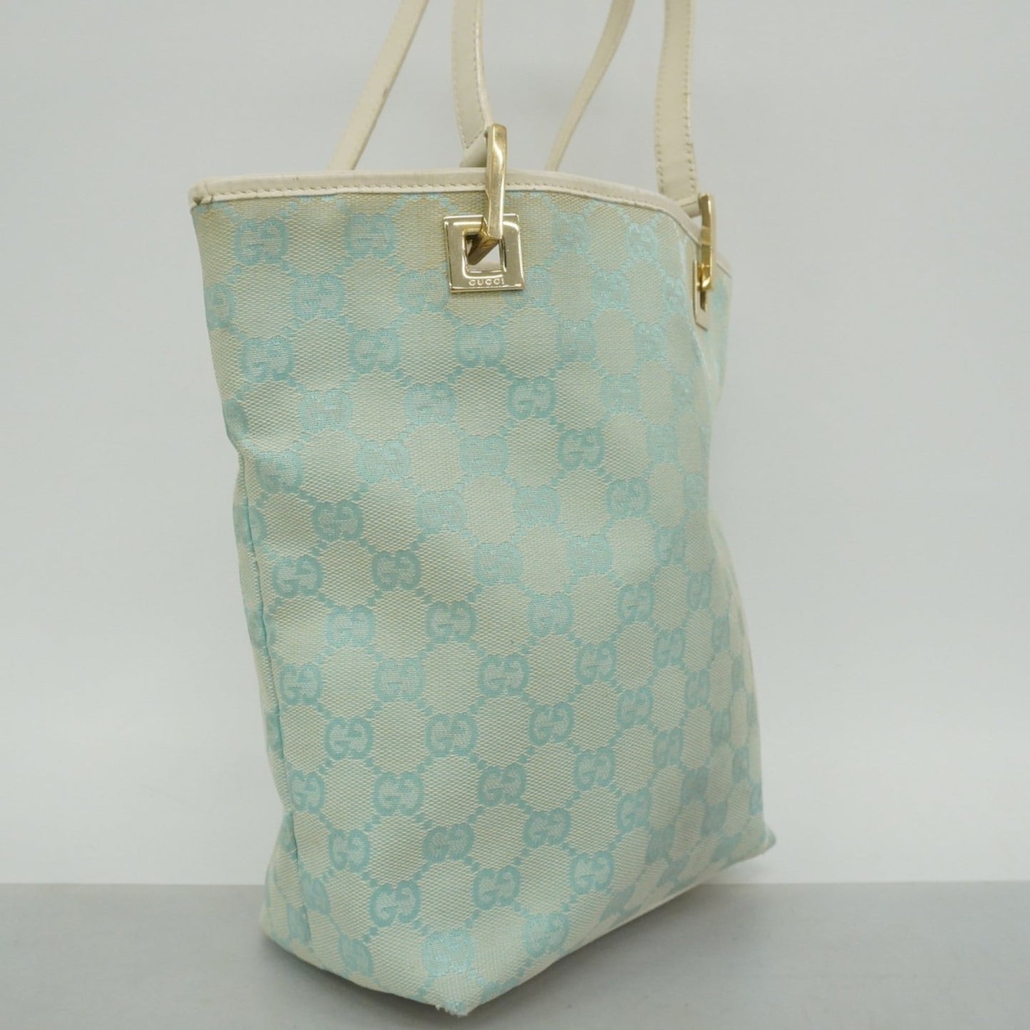 Gucci Light Blue White Canvas Tote Bag ( )