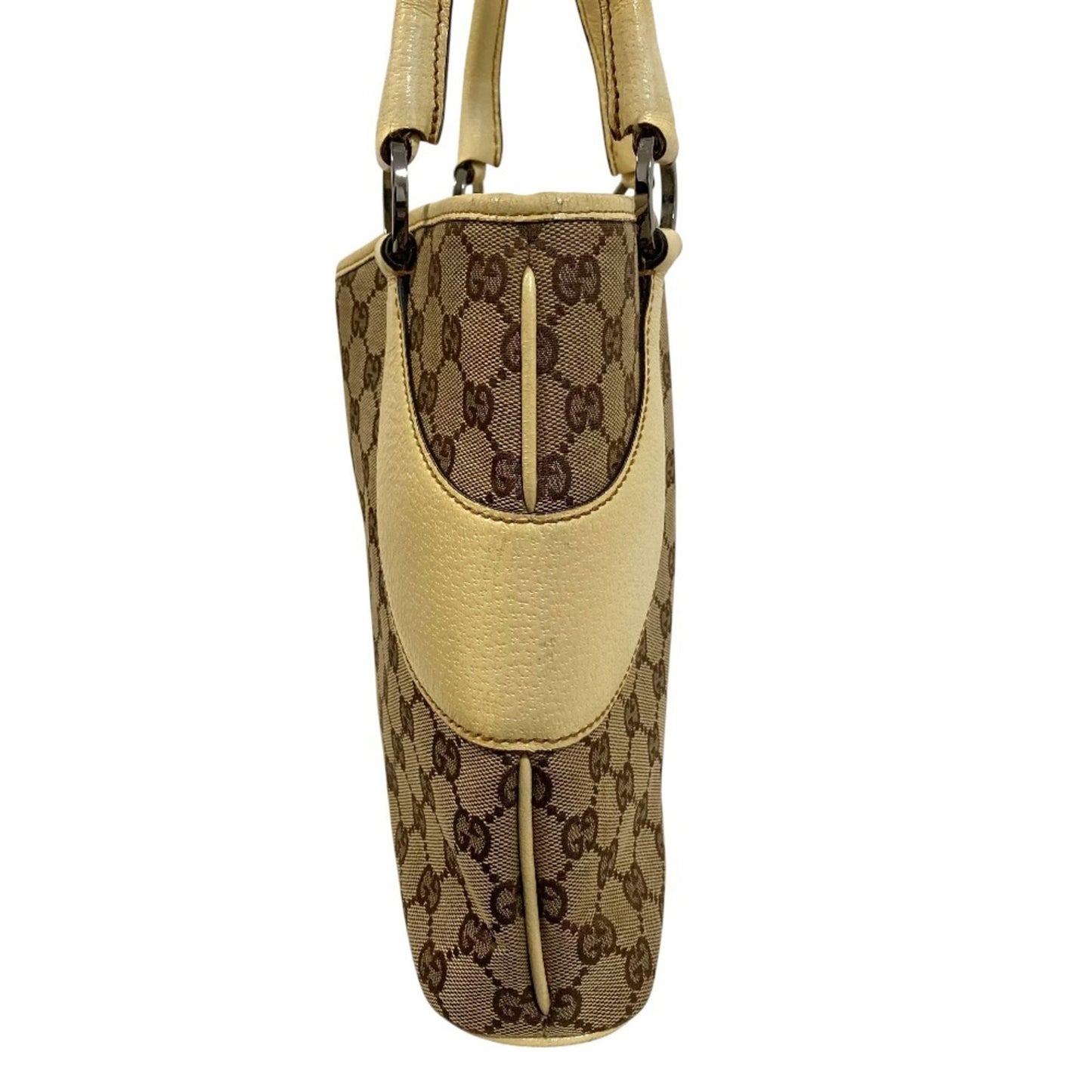 Gucci Beige Gg Canvas Leather Handbag ( )