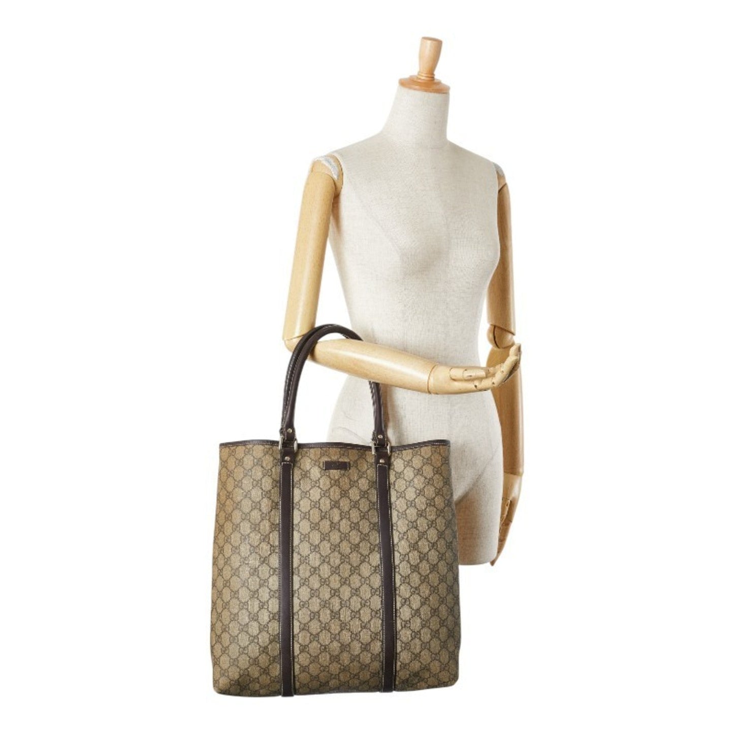Gucci Beige Brown Pvc Leather Shoulder Bag Tote Bag ( )