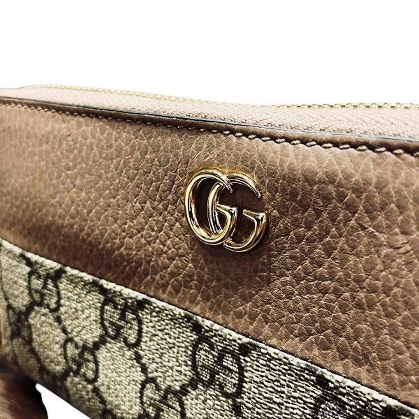 Gucci Beige Pink Beige Canvas Leather Long Wallet (Bi-Fold) ( )