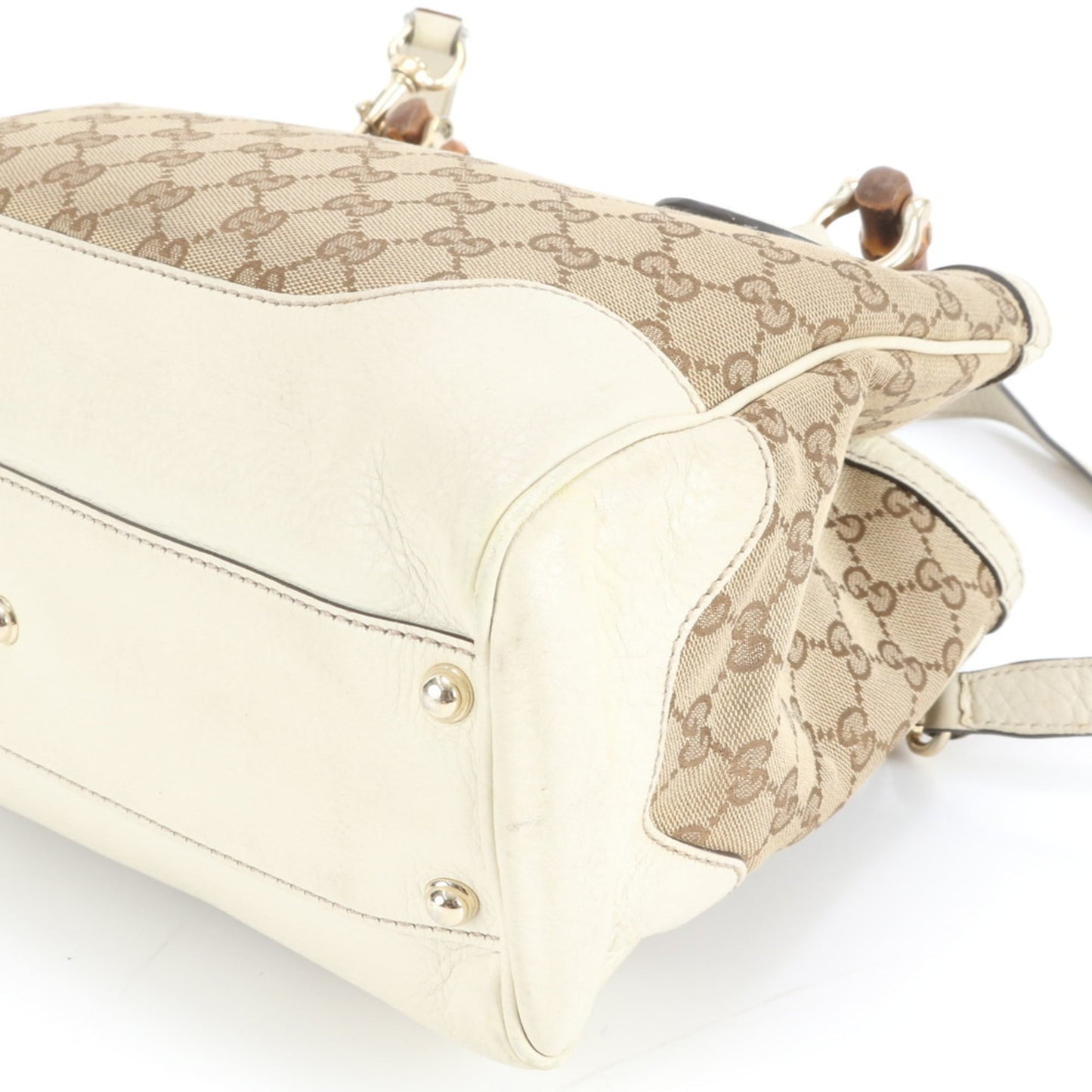 Gucci Beige Leather Canvas Shoulder Bag ( )