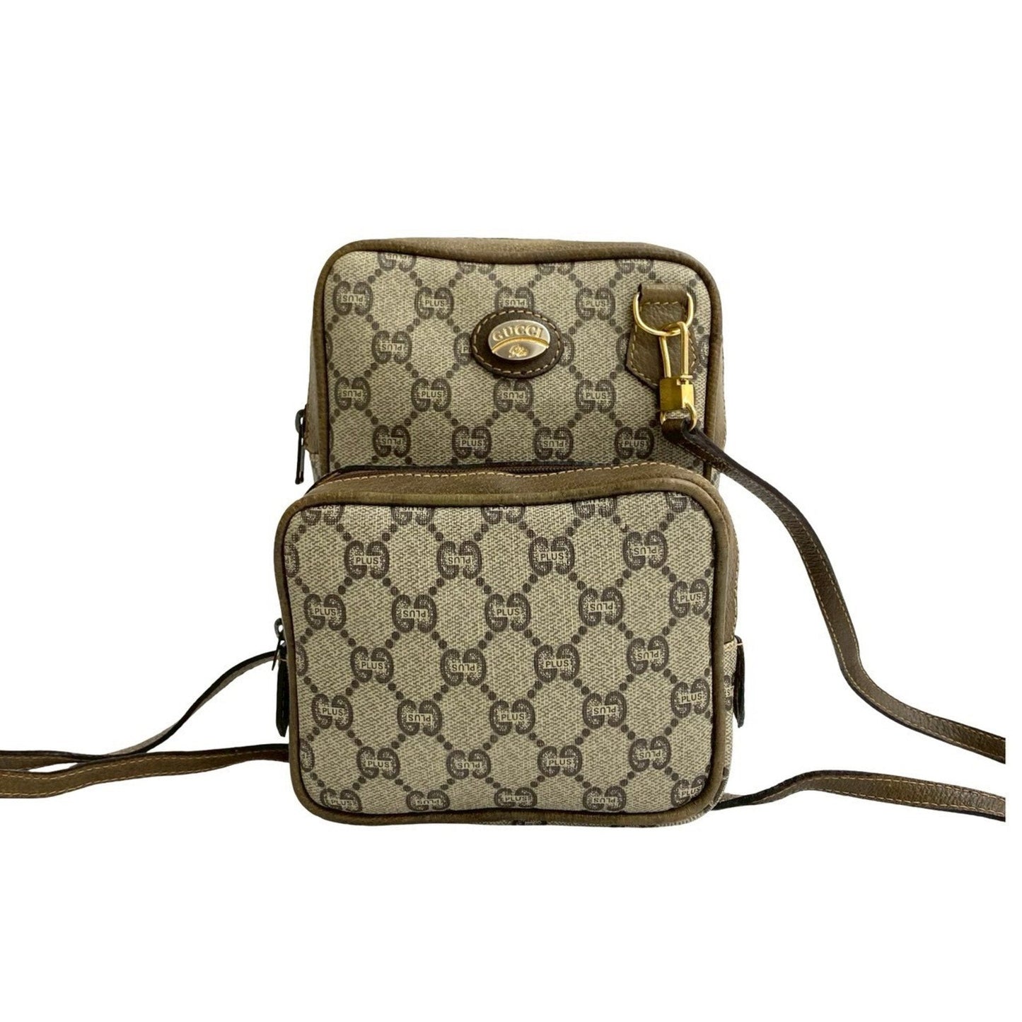 Gucci Brown Leather Pvc Pochette Shoulder Bag ( )