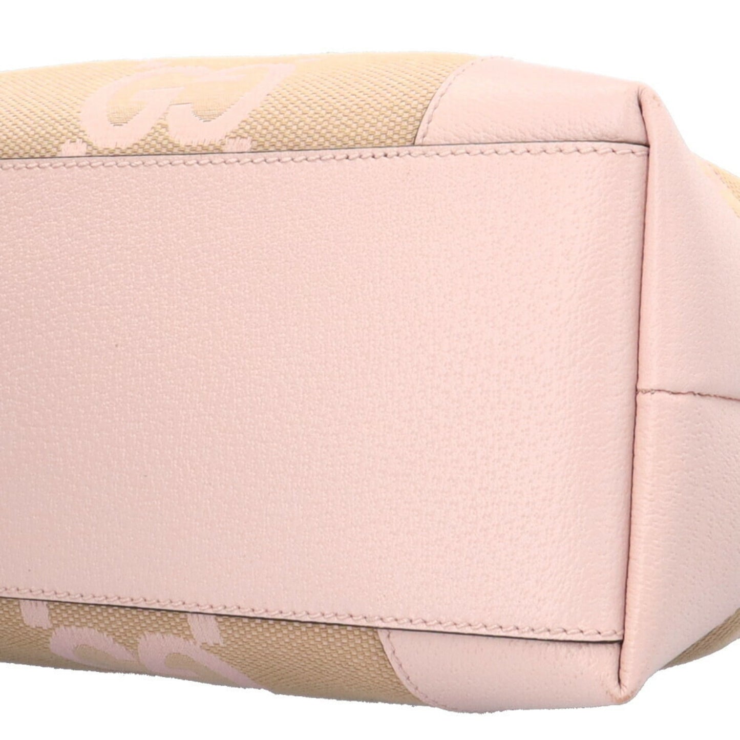 Gucci Beige Pink Canvas Leather Tote Bag ( )