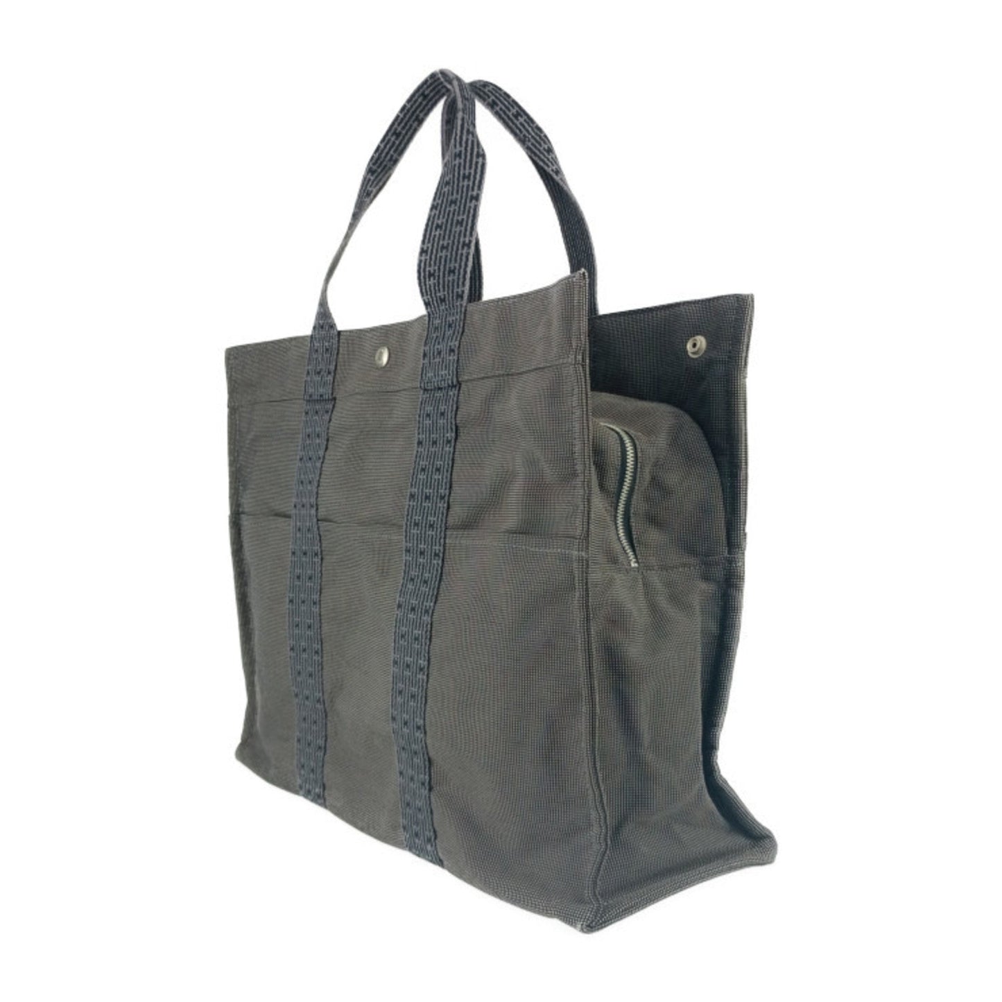 Hermes Her Line Gray Canvas Handbag Tote Bag ( )