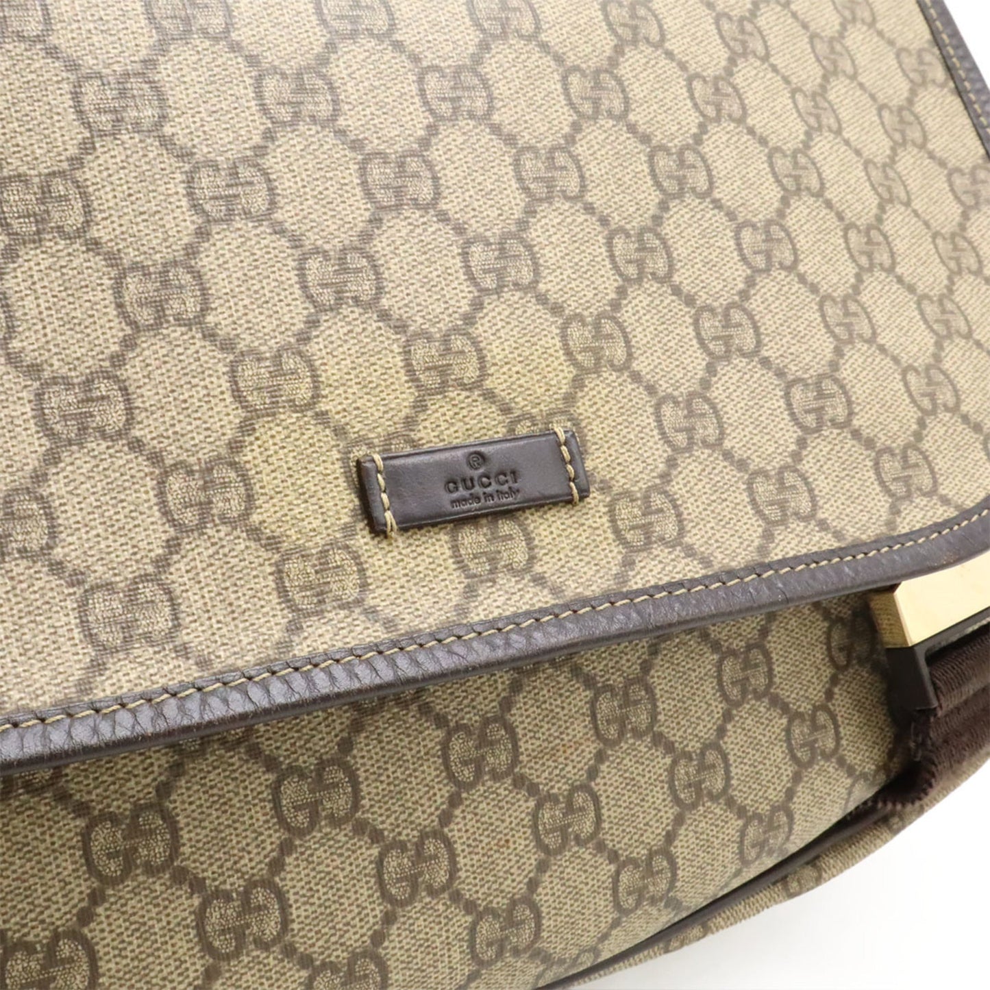 Gucci Beige Dark Brown Gg Supreme Leather Shoulder Bag ( )
