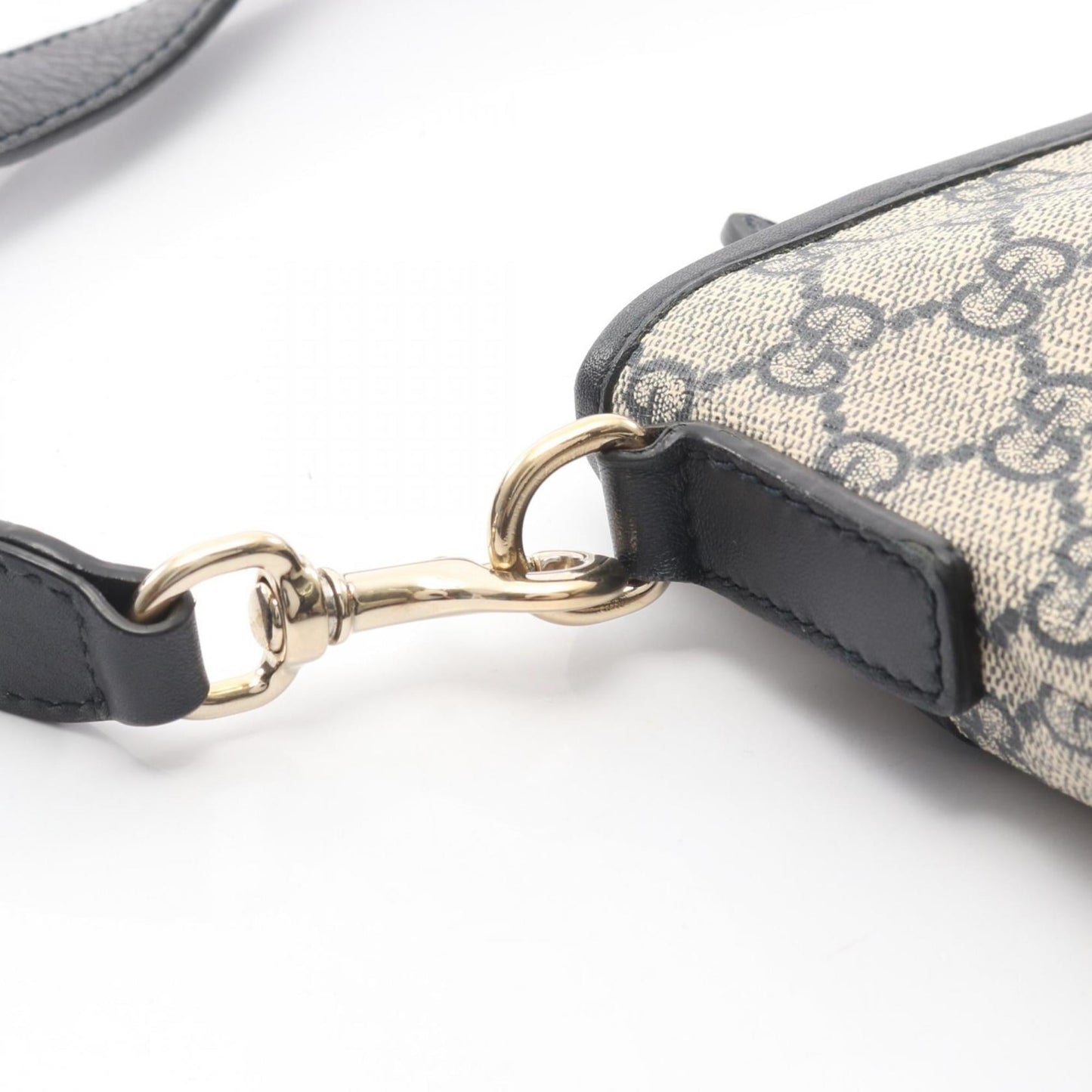 Gucci Beige Navy Gg Supreme Leather Shoulder Bag ( )