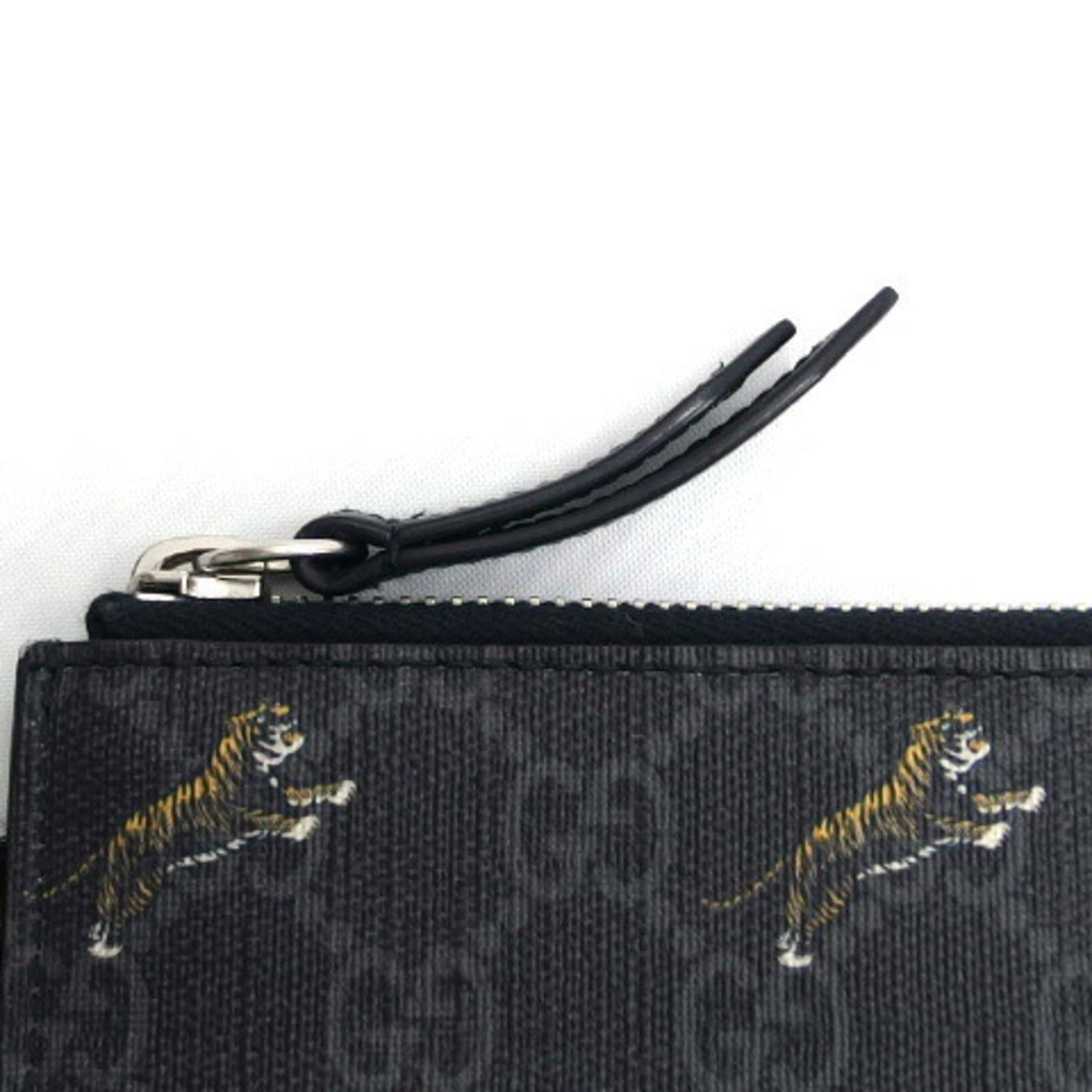 Gucci Black Charcoal Gray Yellow Coated Canvas Leather Clutch Bag Pouch ( )