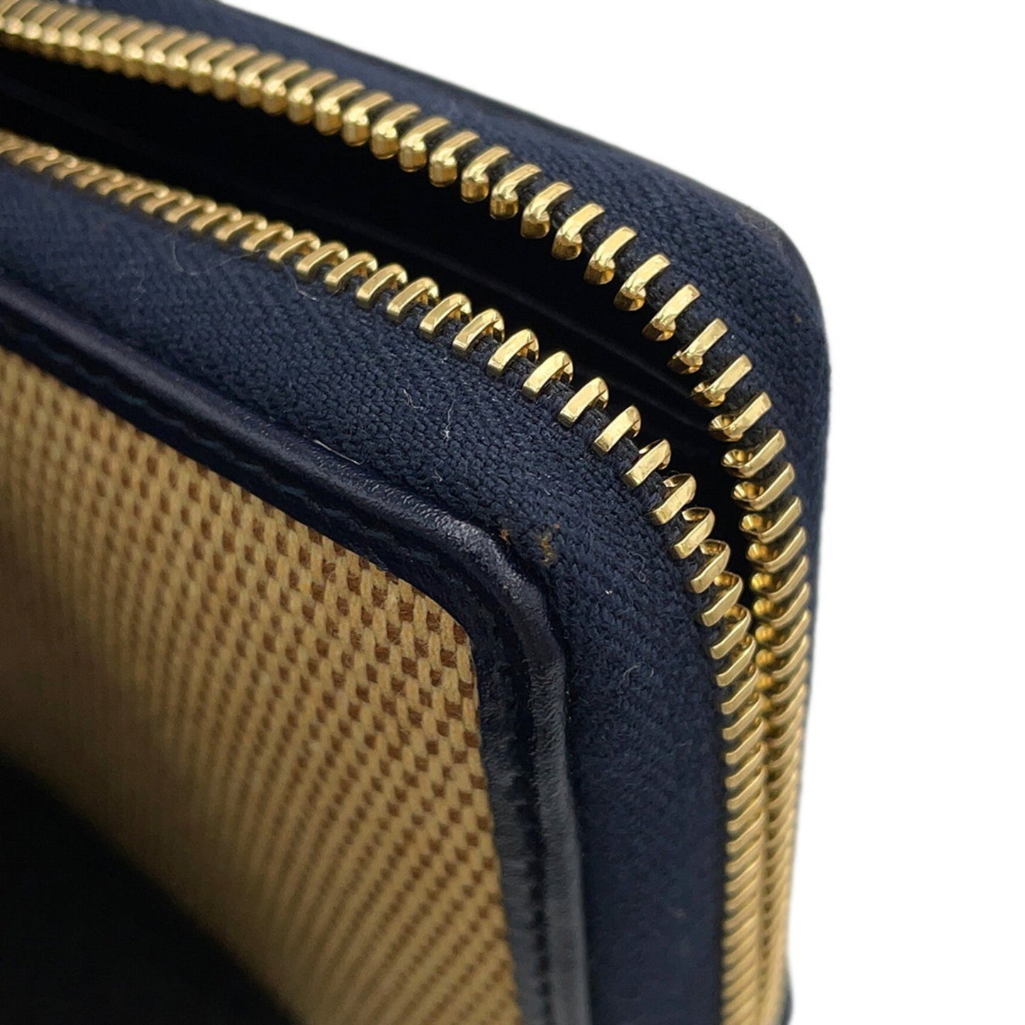 Gucci Beige Navy Canvas Leather Long Wallet (Bi-Fold) ( )