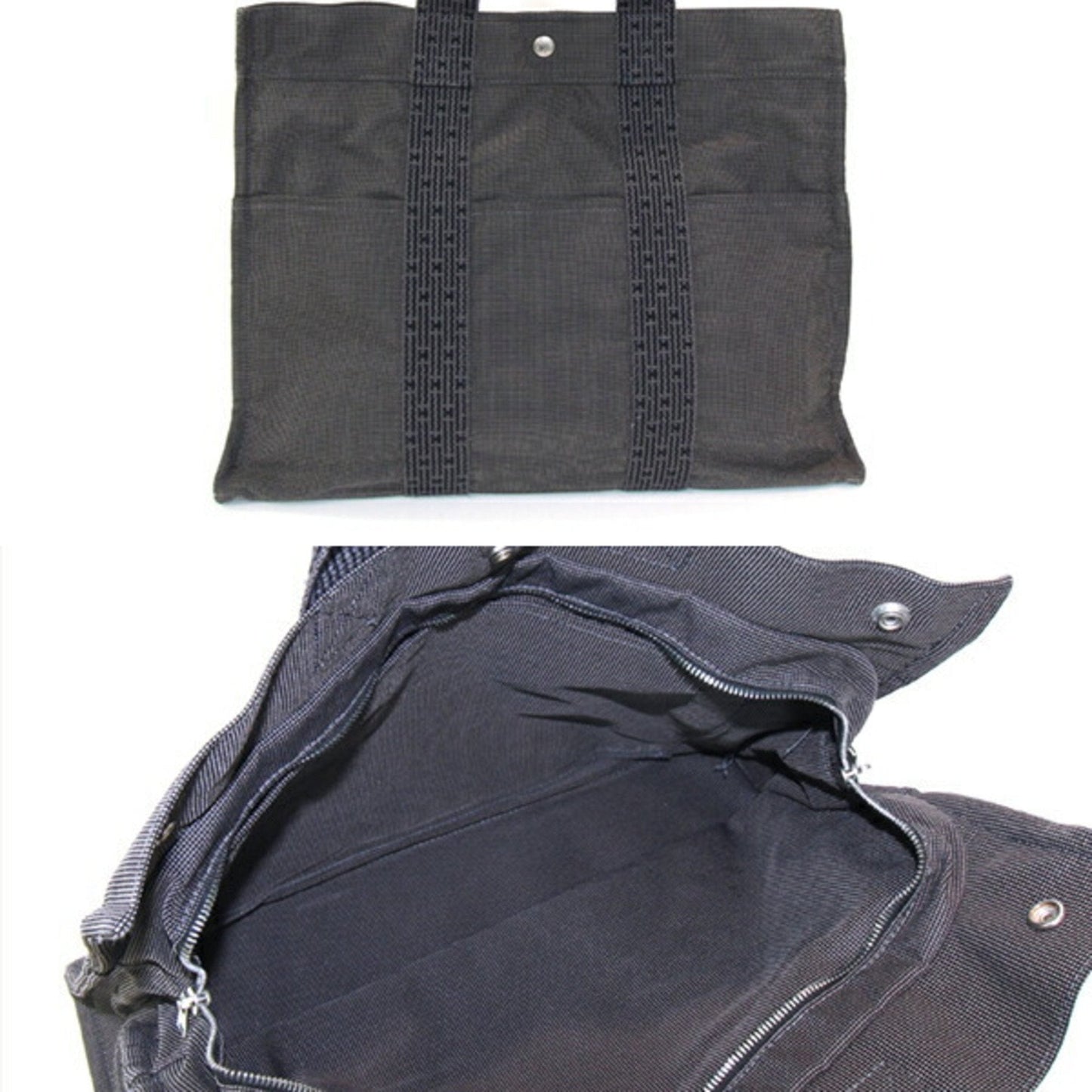 Hermes Gray Canvas Handbag Tote Bag ( )