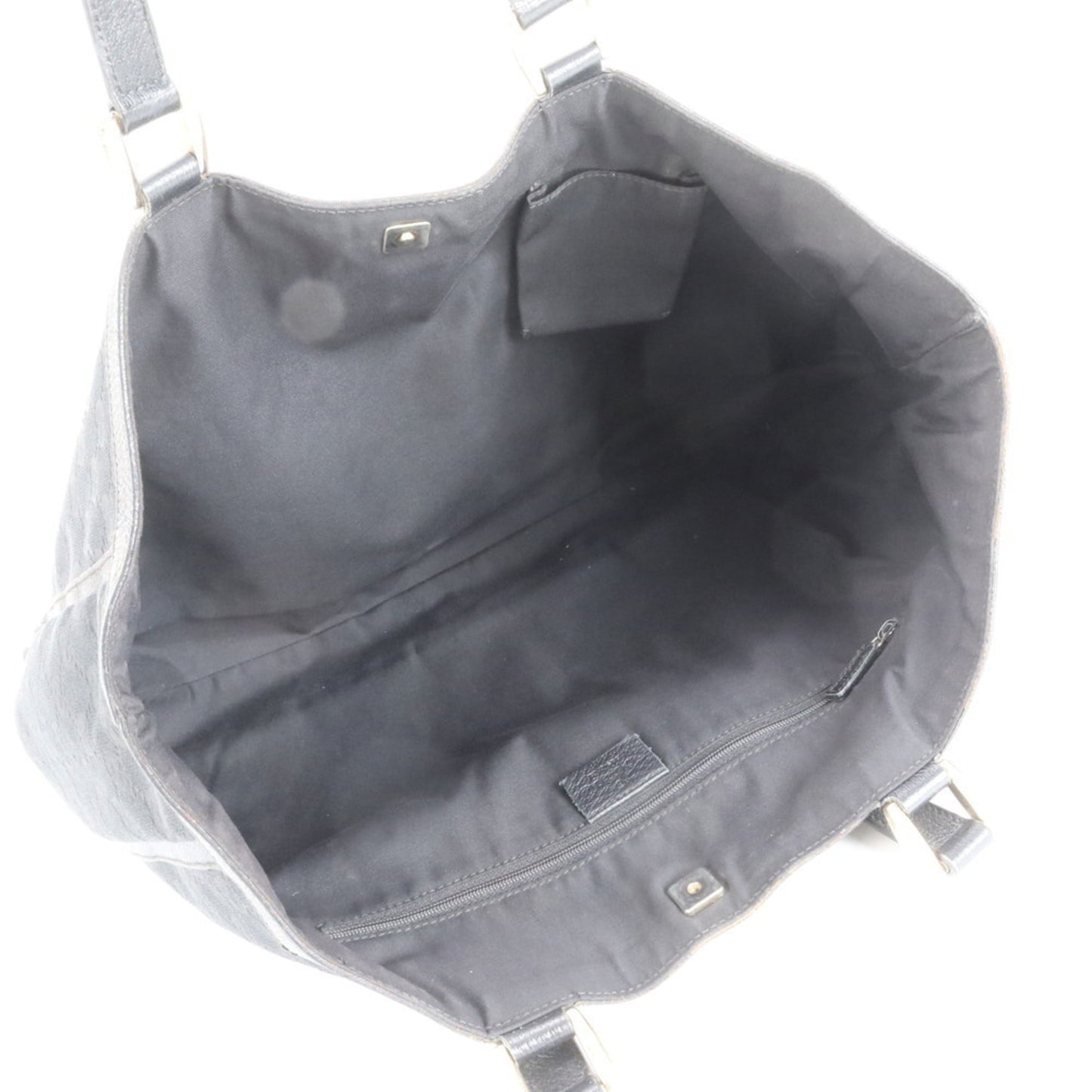 Gucci Black Leather Canvas Tote Bag ( )