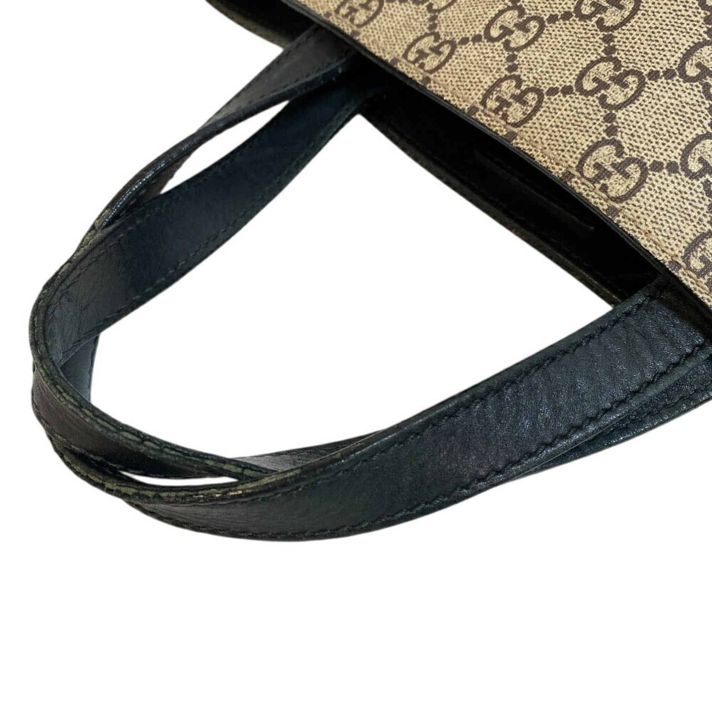 Gucci Beige Black Pvc Leather Tote Bag ( )
