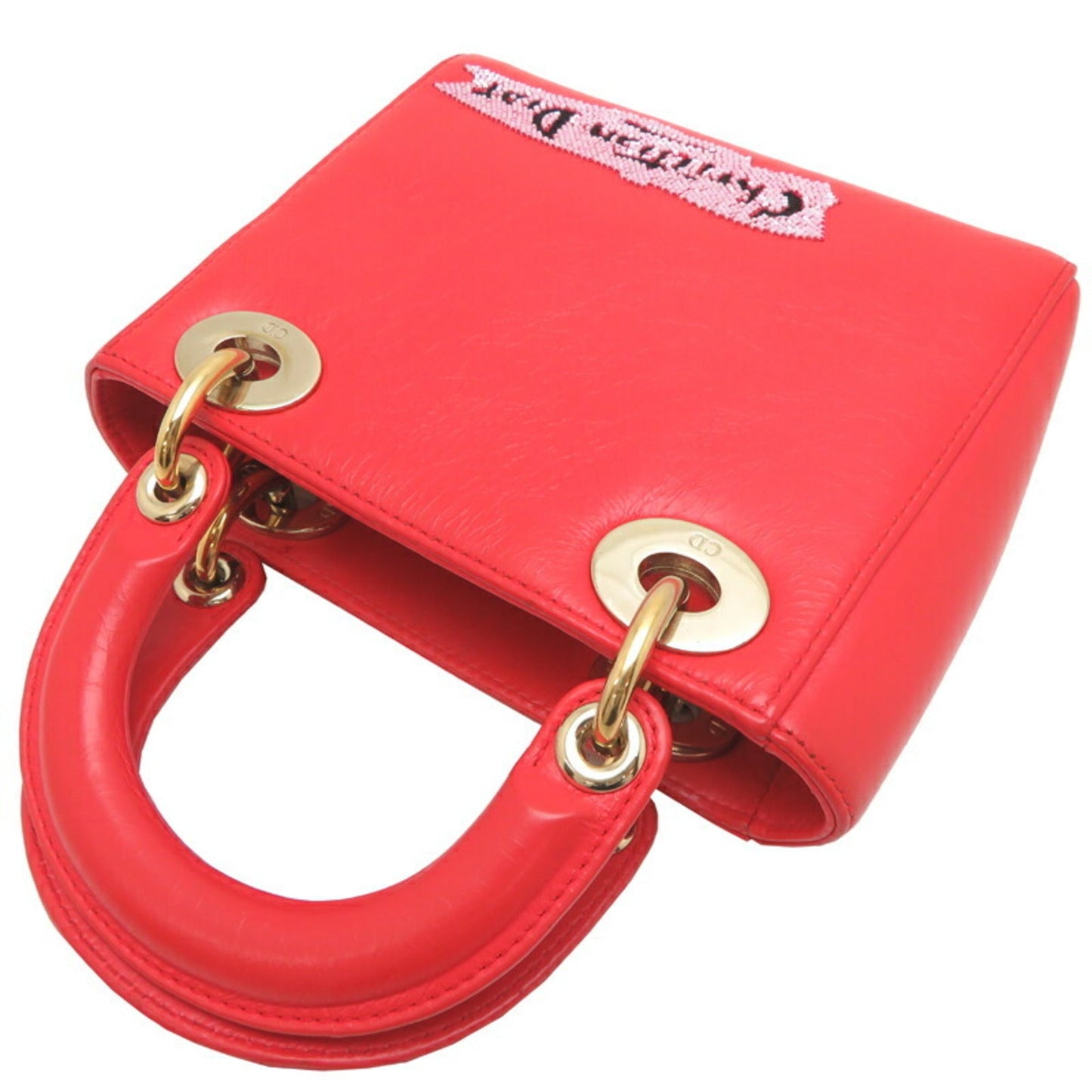 Christian Dior Lady Dior Orange Leather Handbag ()