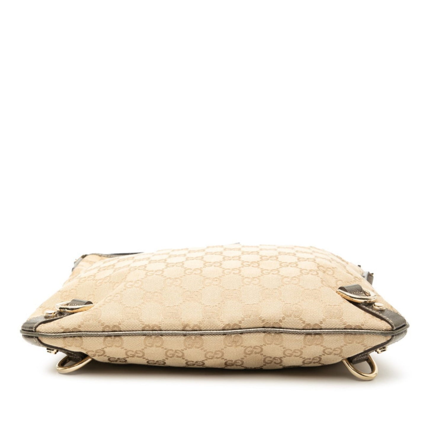 Gucci Beige Brown Canvas Leather Shoulder Bag ( )